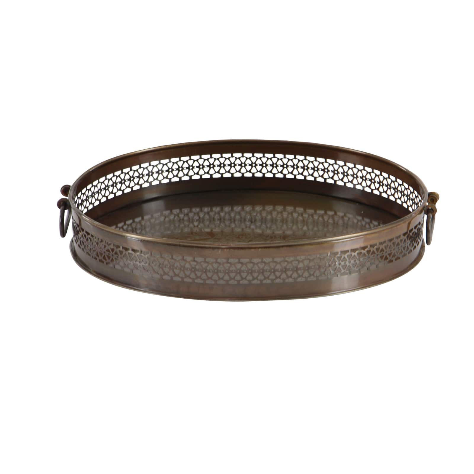 Brown Metal Traditional Tray Set