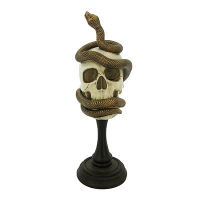 Skull & Snake Pedestal Decoration