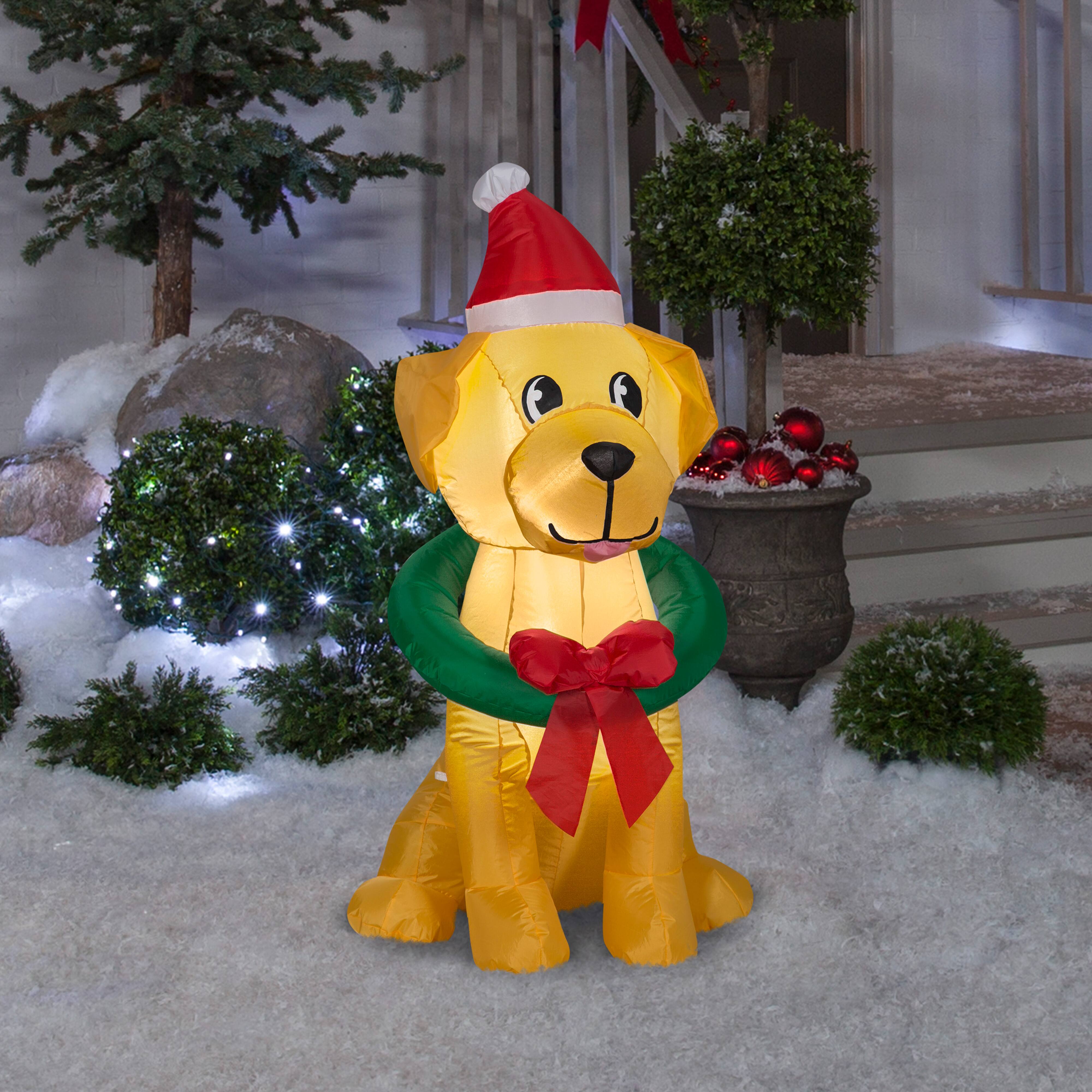 3.5ft. Airblown® Inflatable Christmas Yellow Lab with Wreath