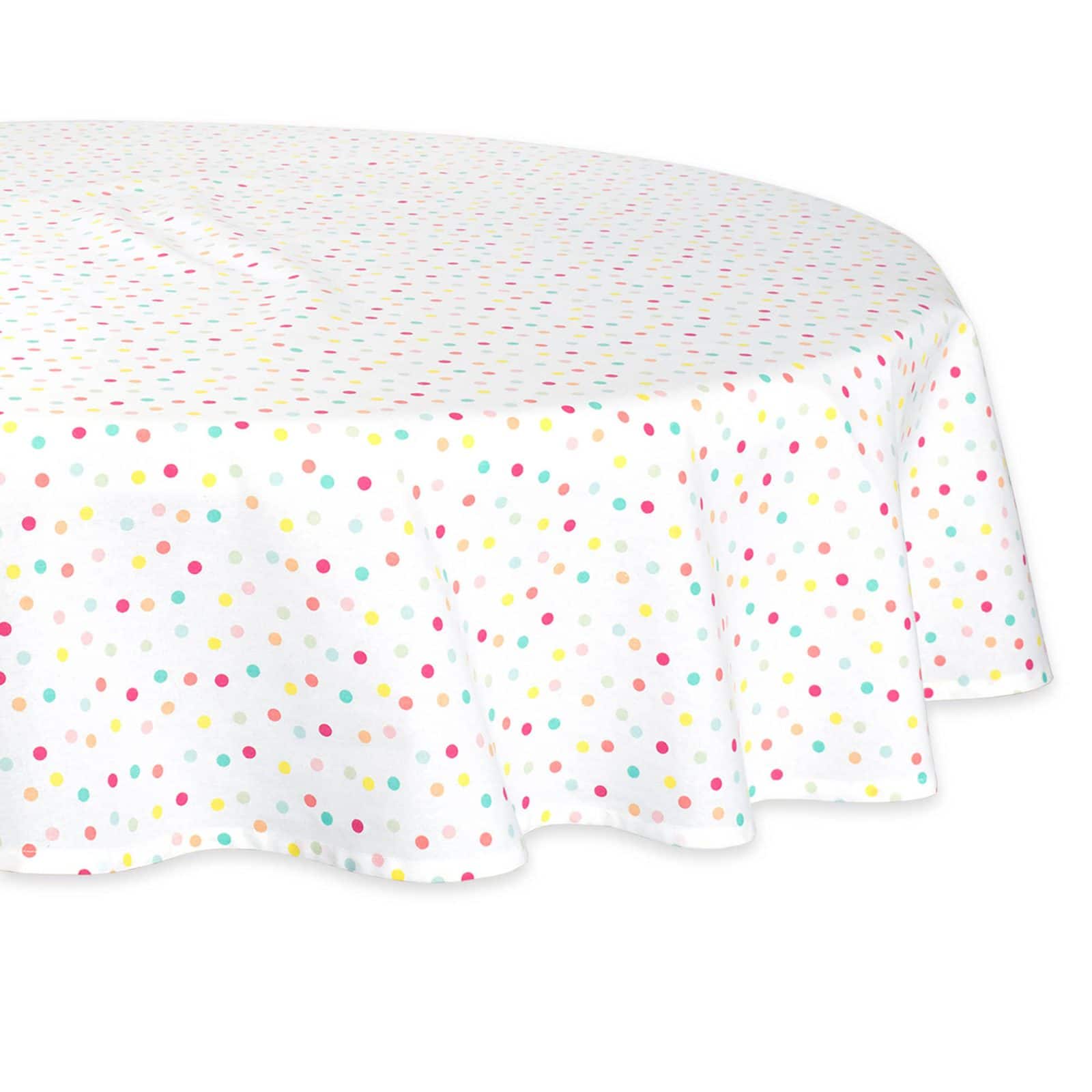 DII&#xAE; 70&#x22; Round Multicolor Polka Dots Print Tablecloth