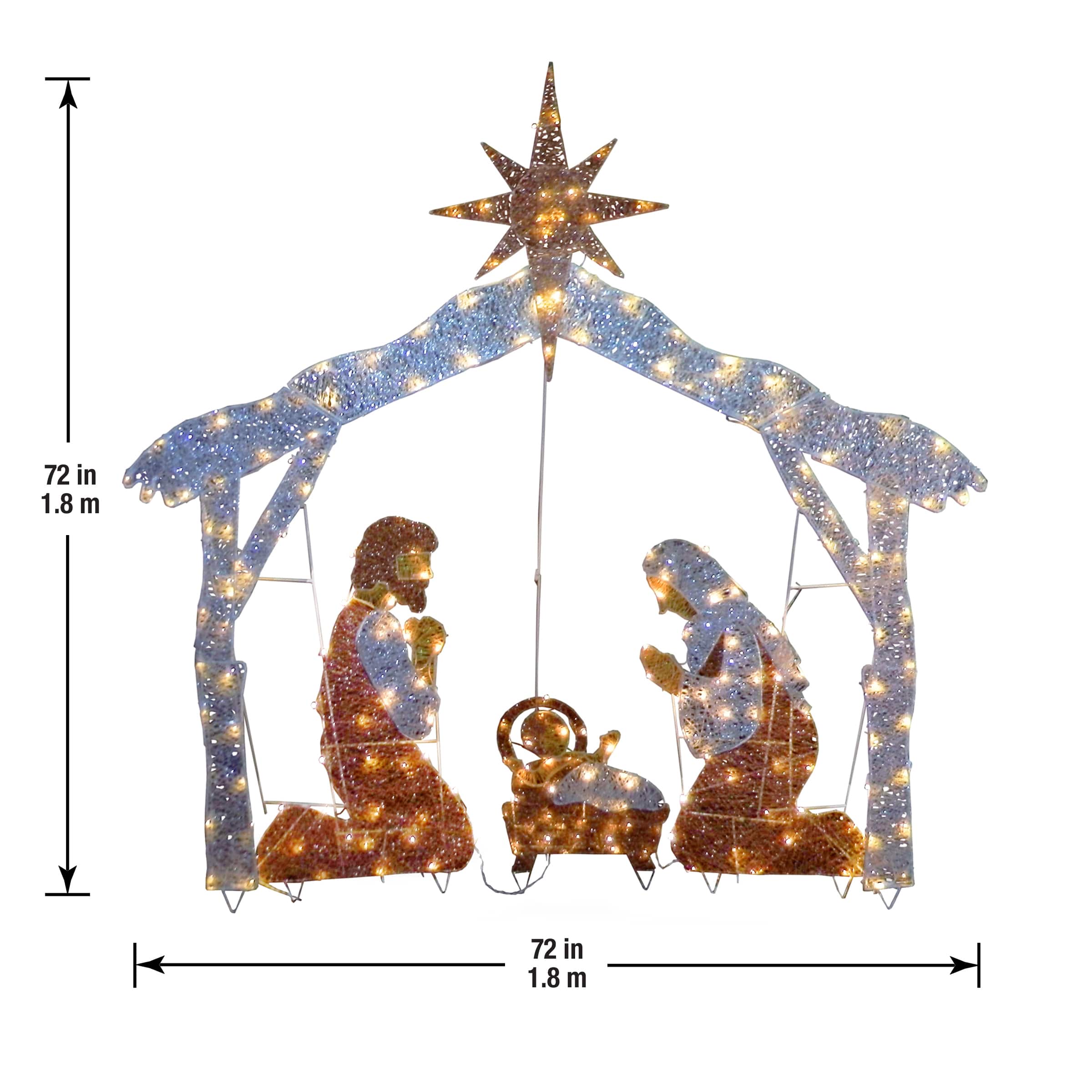72" Nativity Scene, White LED Lights