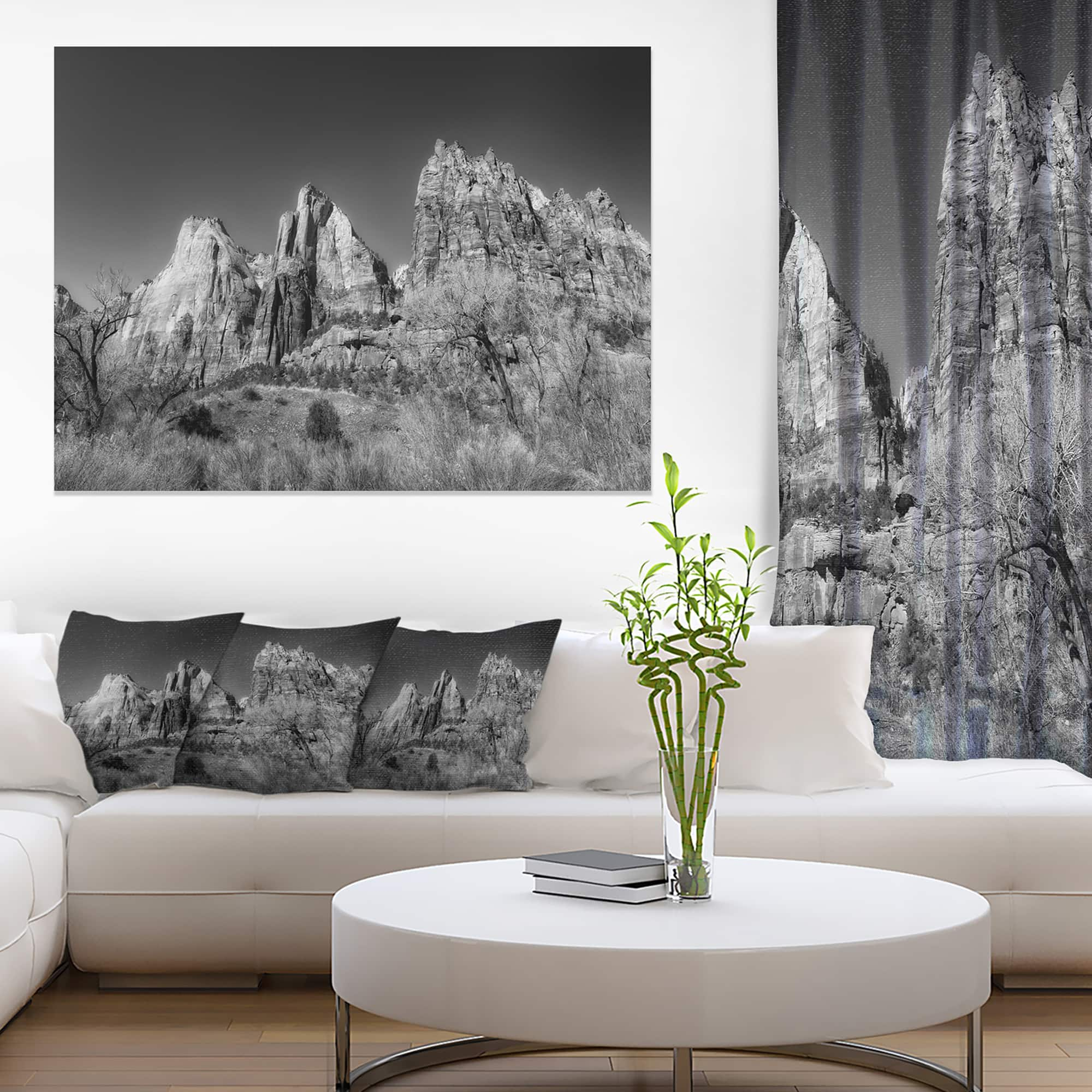 Designart - Rising Red Rocks Black and White - Landscape Canvas Art Print