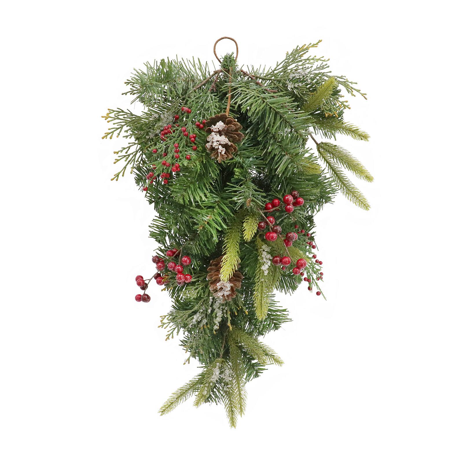  Christmas Swags Prelit Xmas Stairway Teardrop Wreath, Christmas  Wreaths for Front Door Christmas Decor Clearance, Artificial Holiday Wreath  with Bow Ball for Stair Railing Xmas Decor : Home & Kitchen