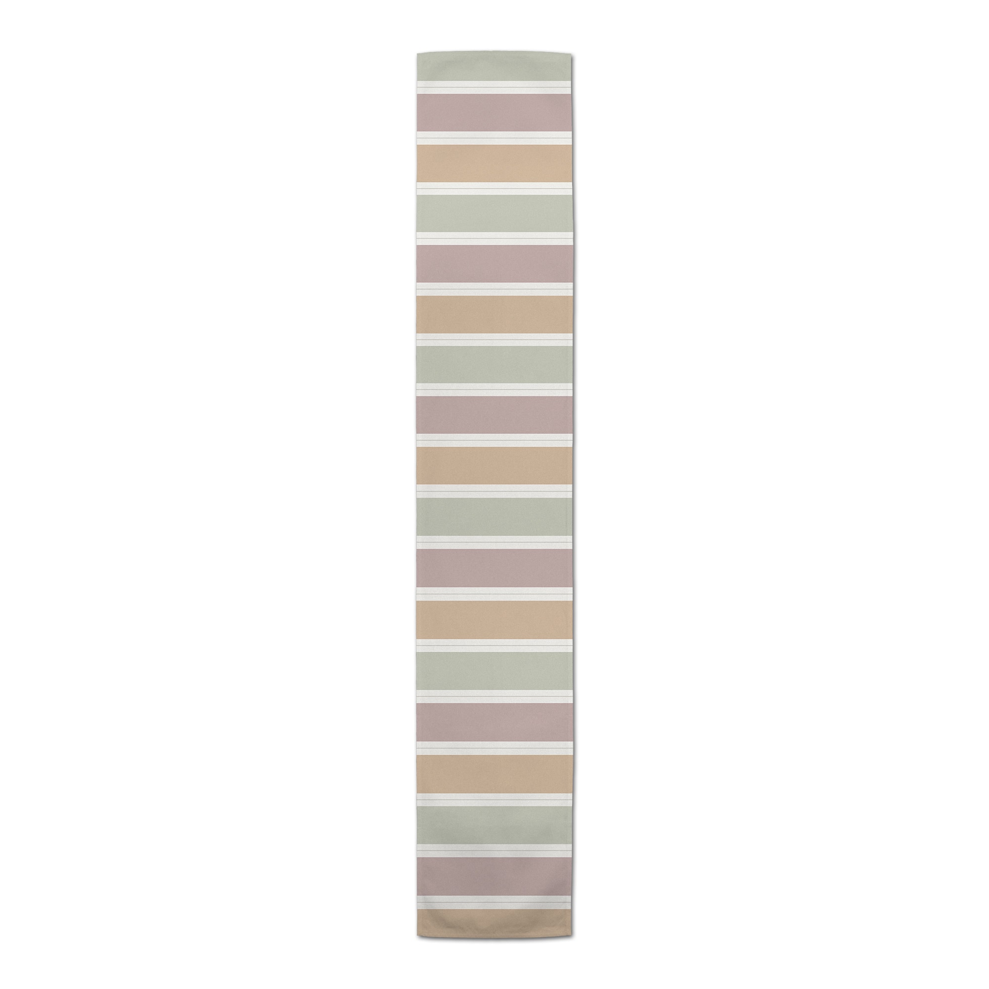 90" Soft Neutral Stripes Cotton Twill Table Runner