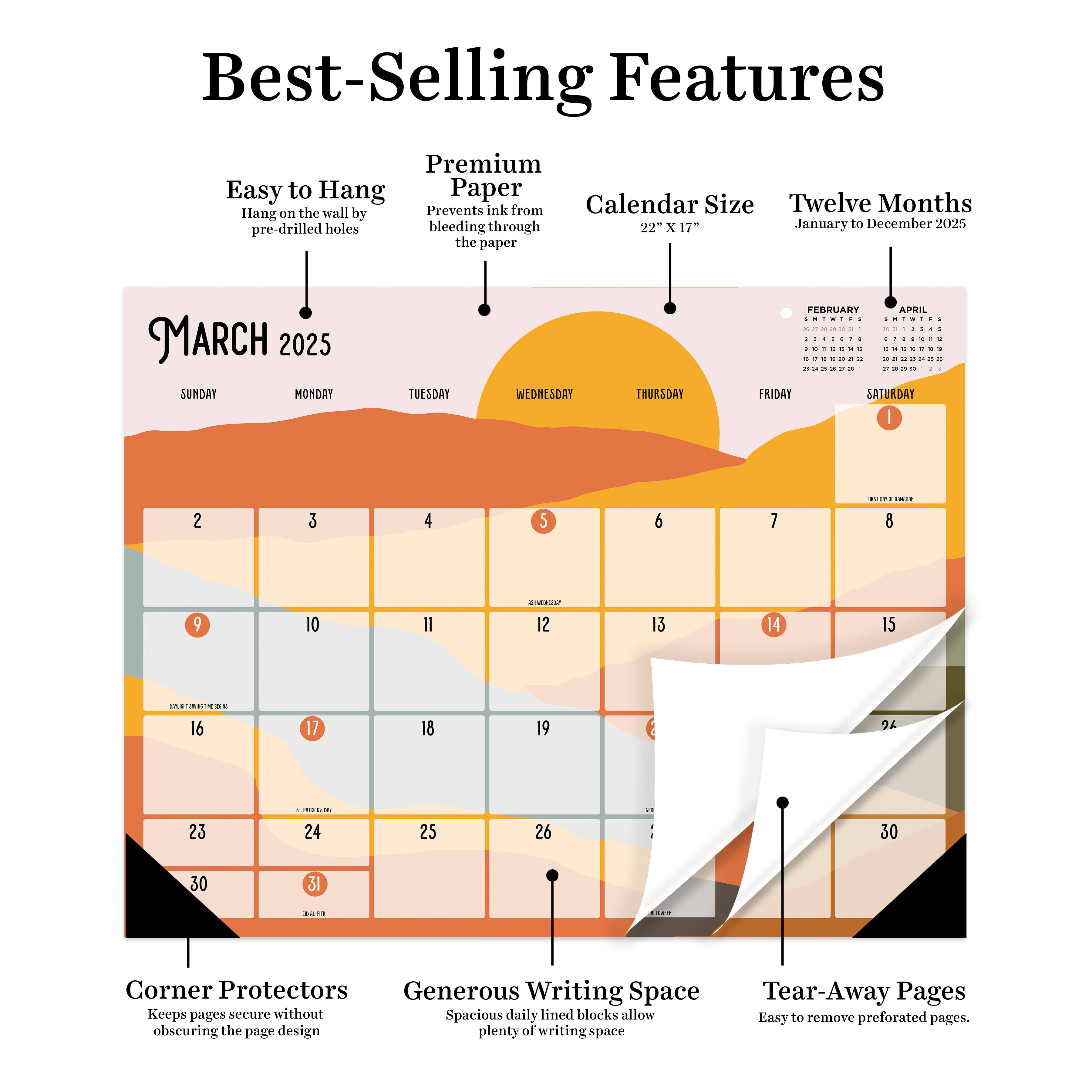 TF Publishing Large 2025 Landscapes Monthly Blotter Desk Pad Calendar