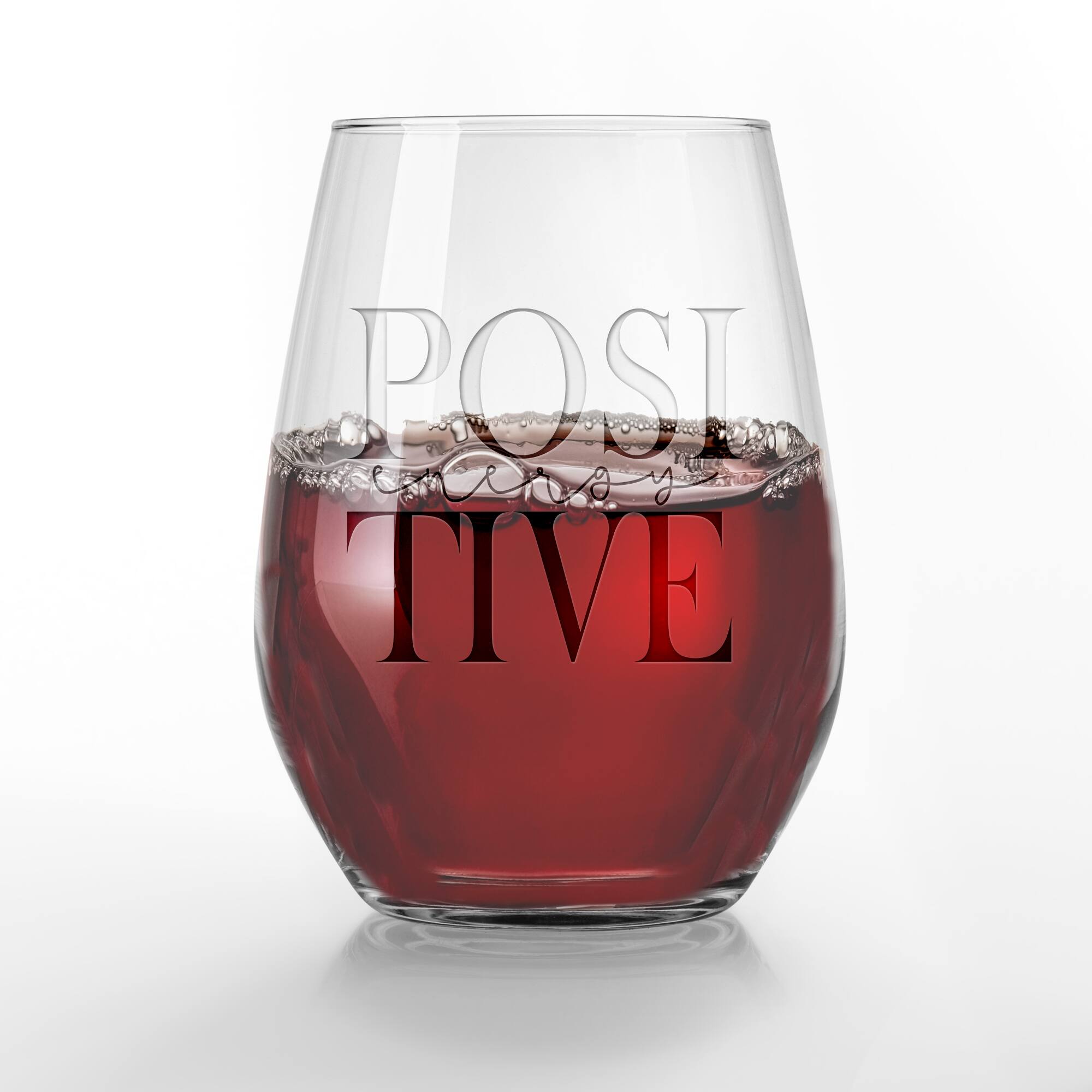 15oz. Positive Energy Engraved Stemless Wine Glass