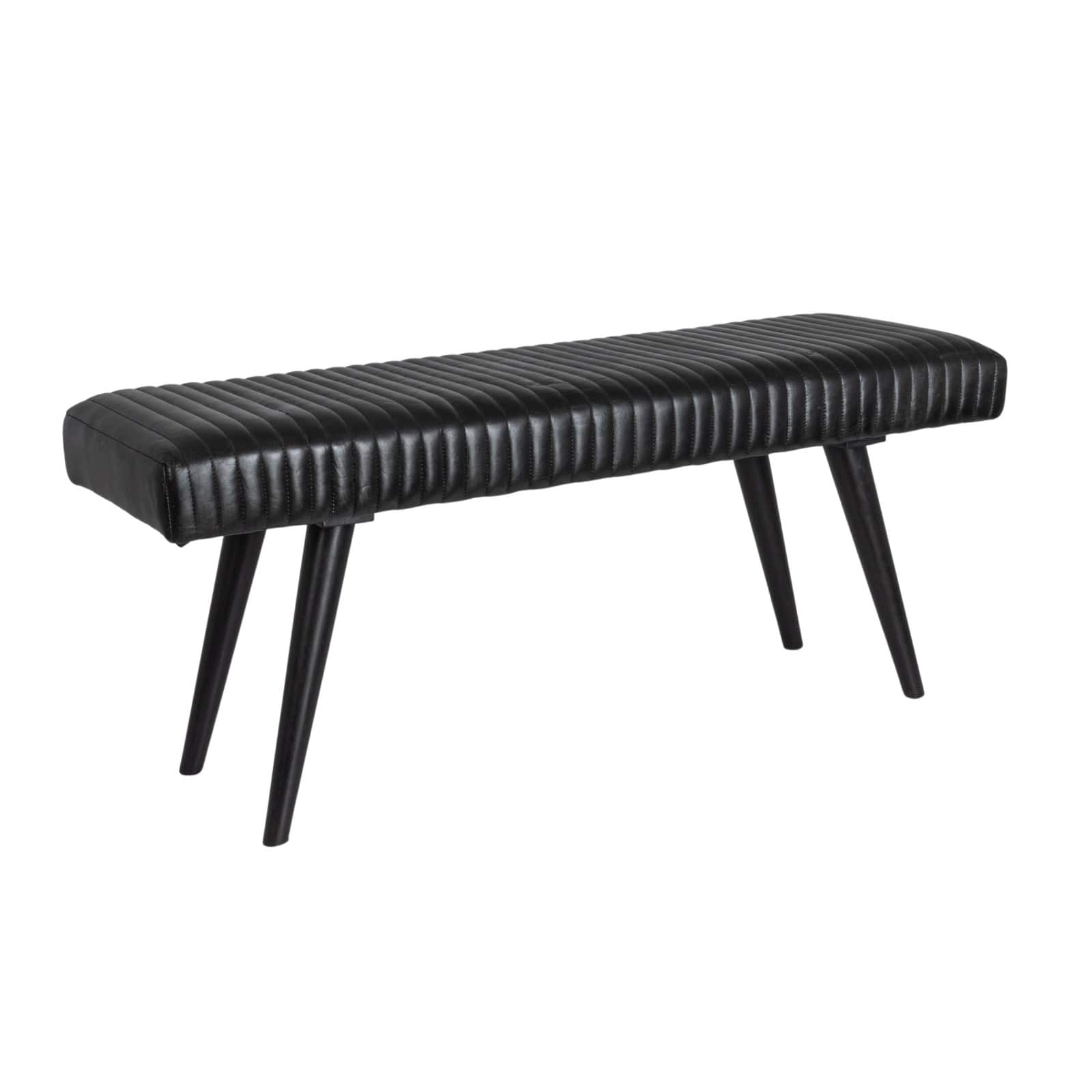 Hello Honey® Black Mango Wood & Leather Grid Bench