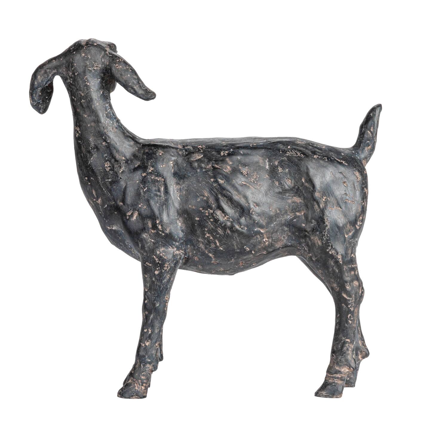 Hello Honey&#xAE; 9.25&#x22; Black Standing Goat Accent D&#xE9;cor with Cast Iron Finish