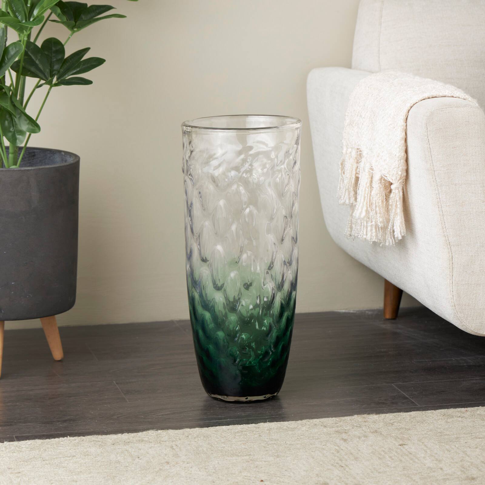 20" Green Ombre Handmade Glass Vase
