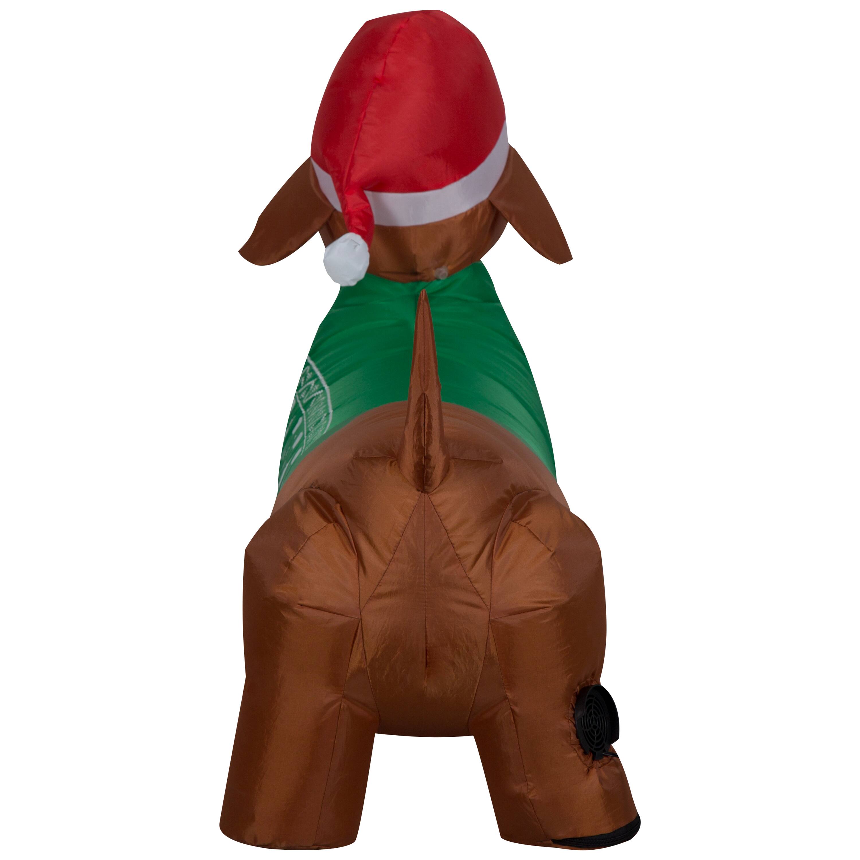 4ft. Airblown&#xAE; Inflatable Christmas Dachshund with Green Sweater