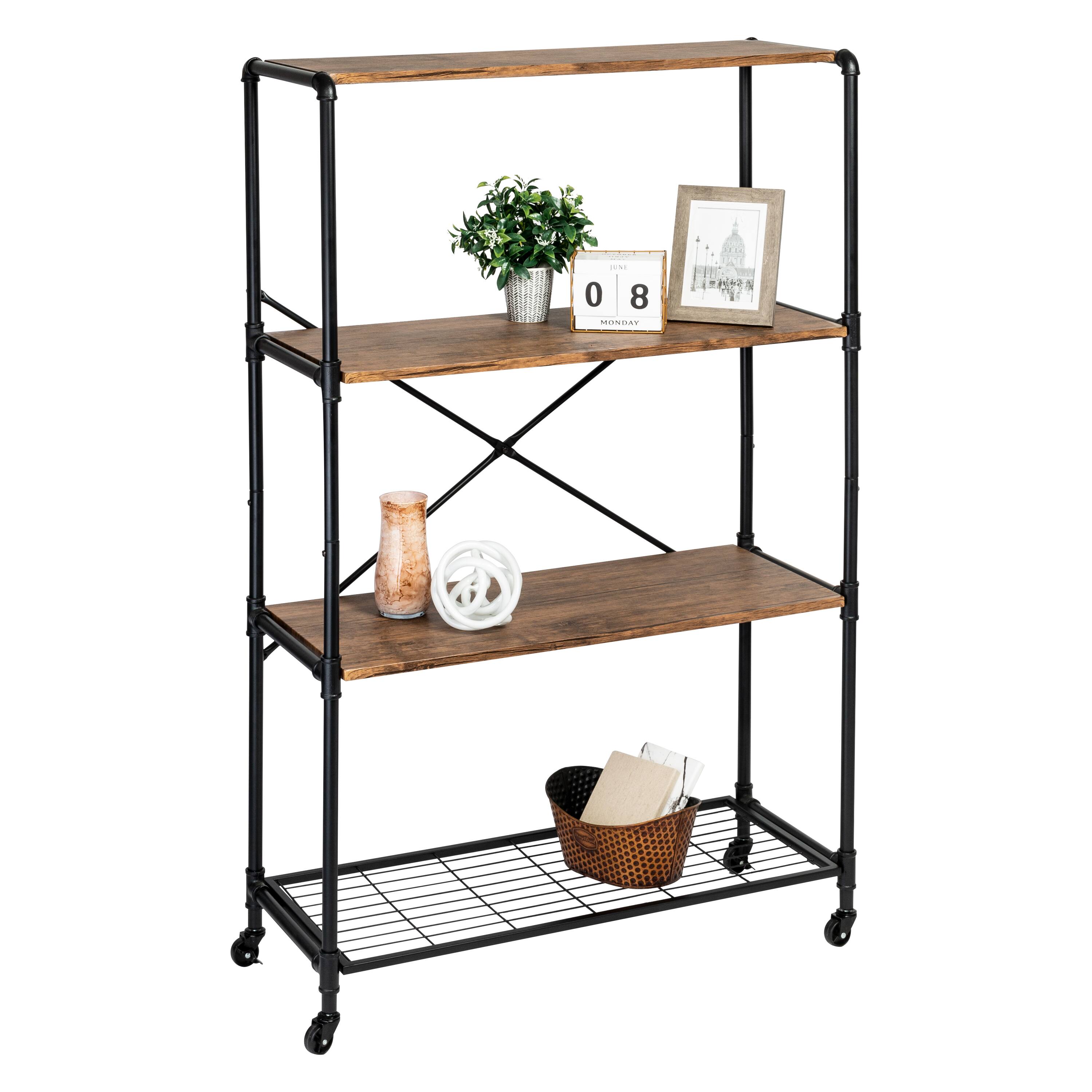 Honey Can Do 4-Tier Industrial Rolling Bookshelf