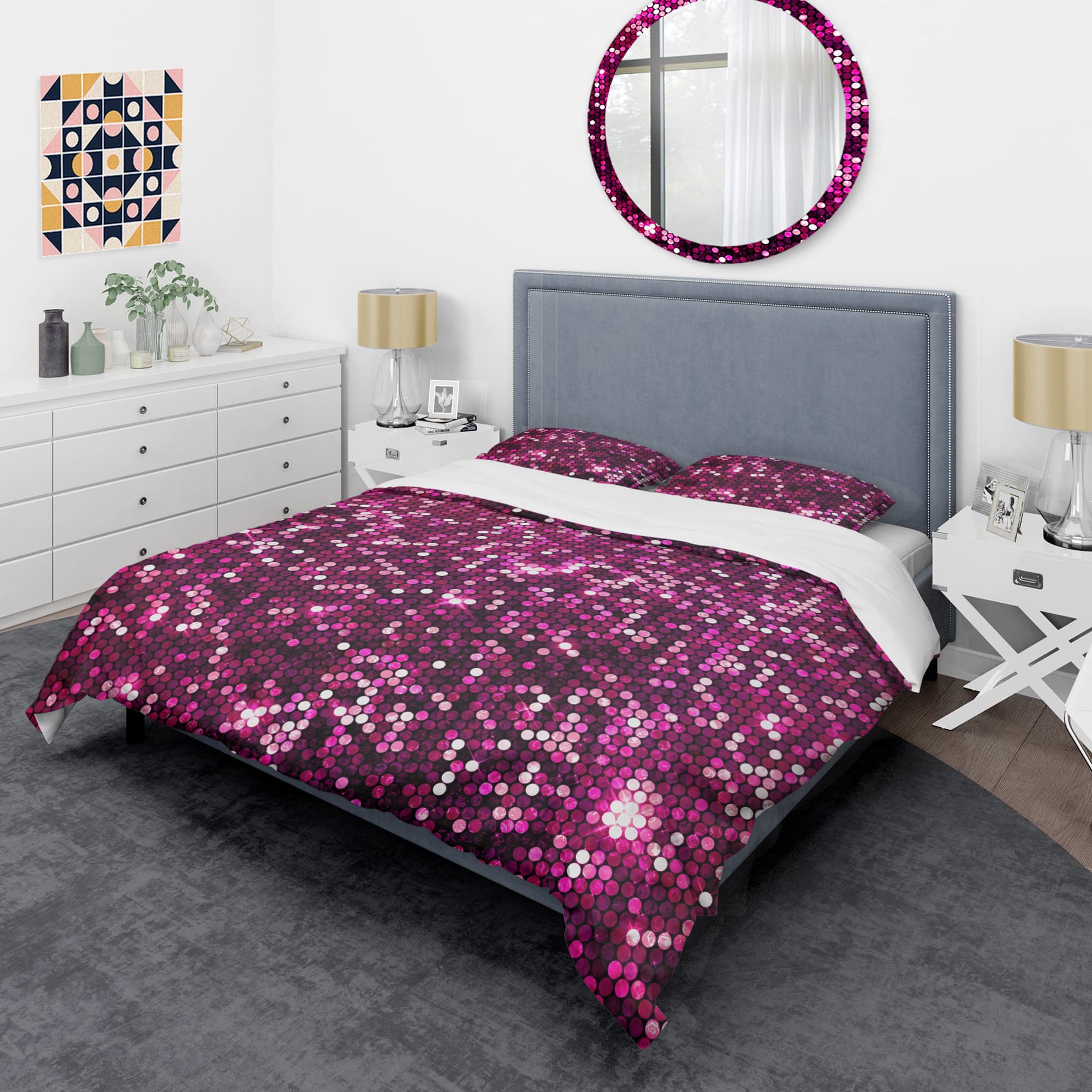 Designart 'Pink Sparkle Glitter ' Mid-Century Duvet Cover Set
