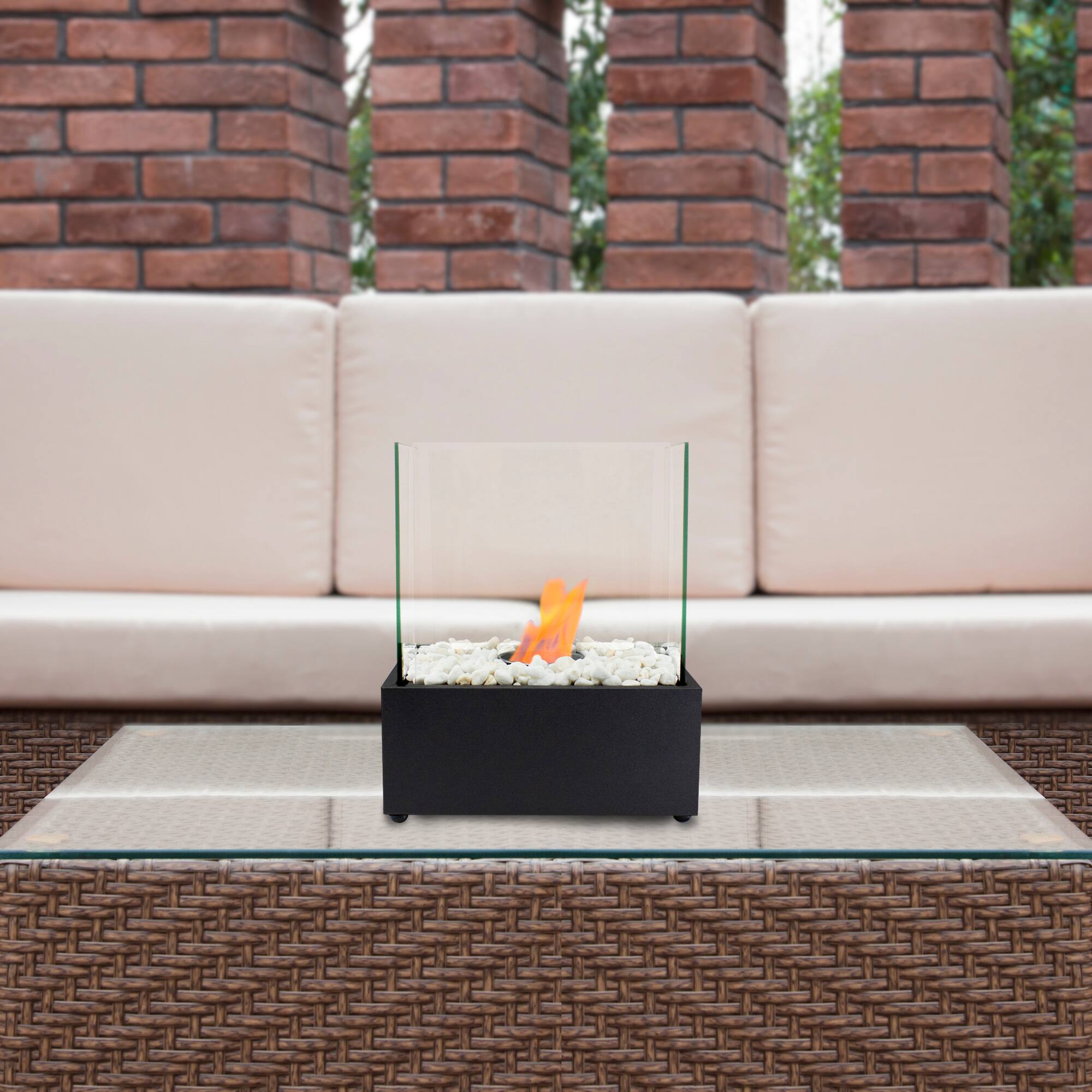 11.5" Bio Ethanol Ventless Portable Tabletop Fireplace with Flame Guard