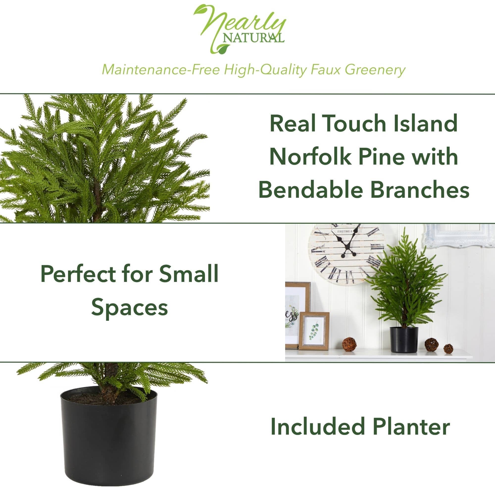 2ft. Unlit Norfolk Island Pine Artificial Potted Christmas Tree
