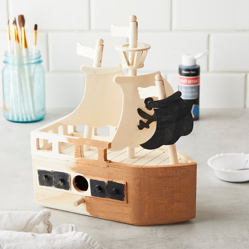 8 Pack: 11" Pirate Ship Wooden Birdhouse by Make Market®