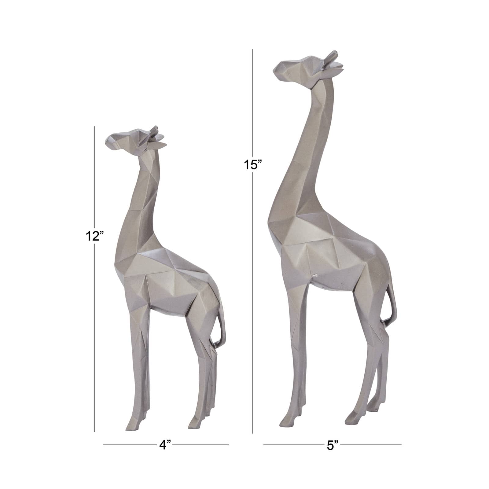 CosmoLiving by Cosmopolitan Silver Polystone Modern Giraffe Sculpture Set