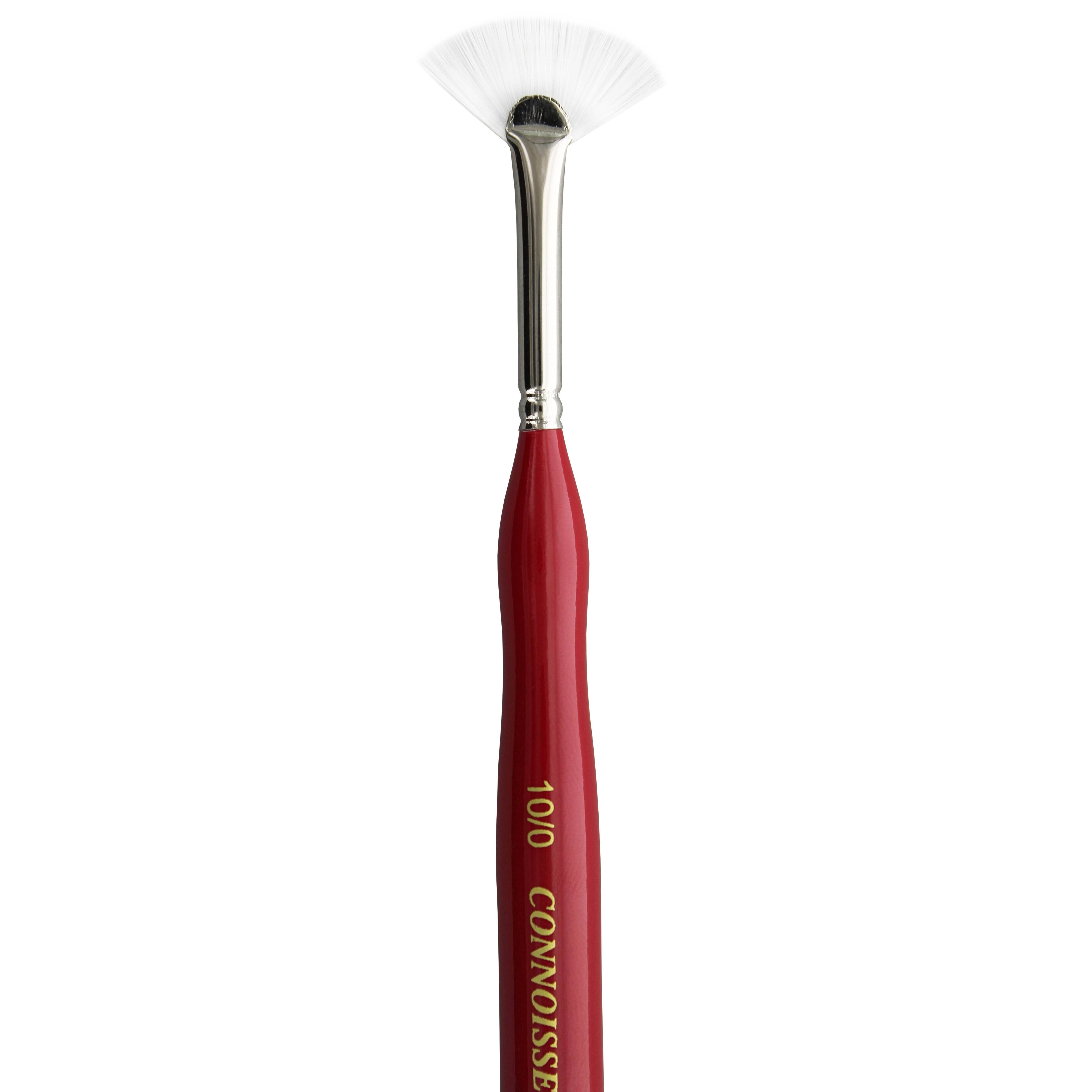 Connoisseur&#xAE; White Taklon Mini Detail Fan Brush, 10/0