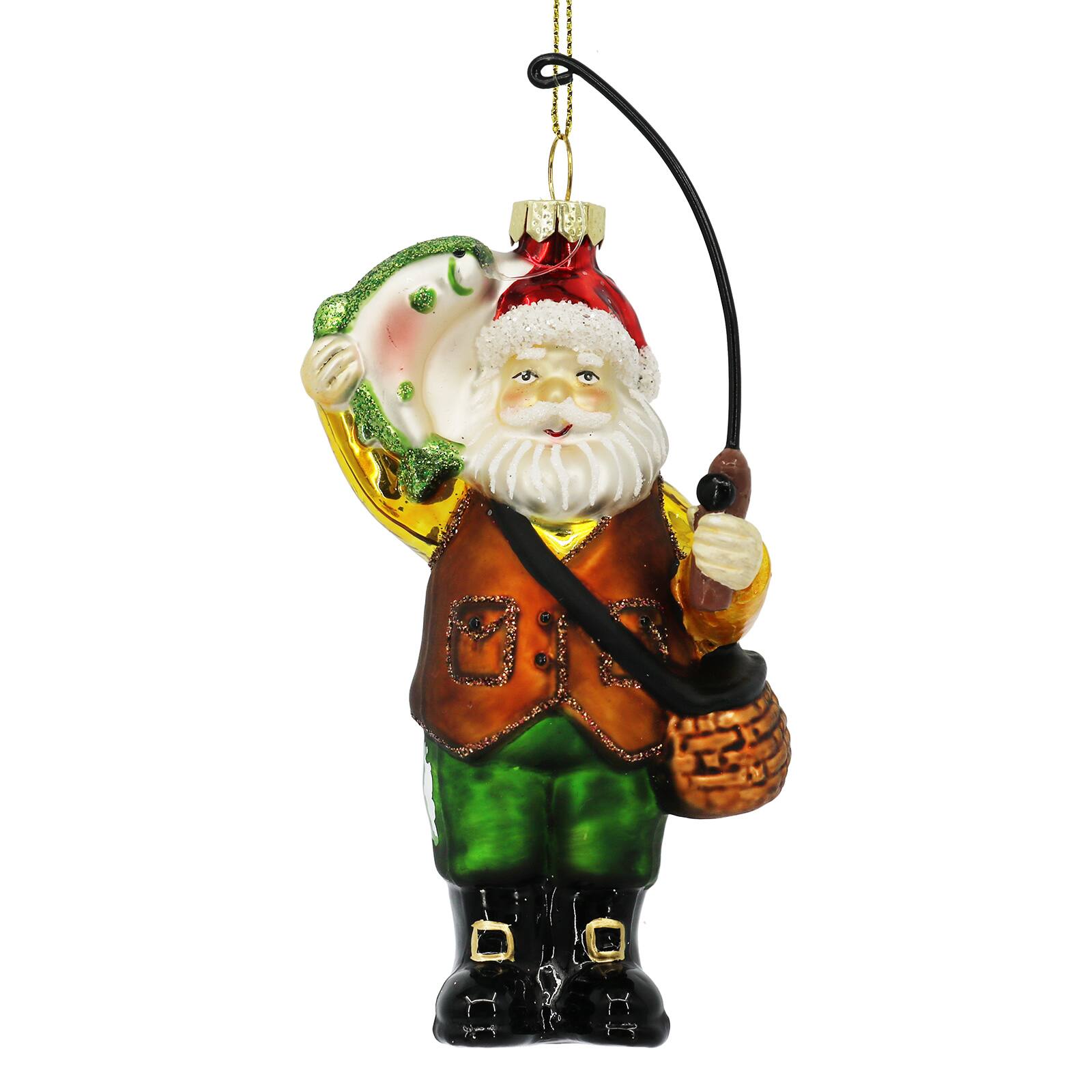 Ornement de p&#xE8;re No&#xEB;l qui p&#xEA;che en verre de 13,3&#xA0;cm d&#x2019;Ashland