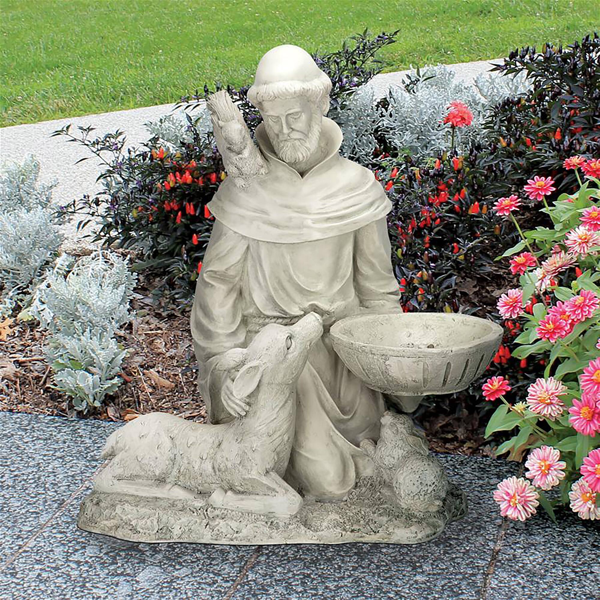 Design Toscano&#xAE; 19&#x22; St. Francis Feeds the Animals Garden Statue