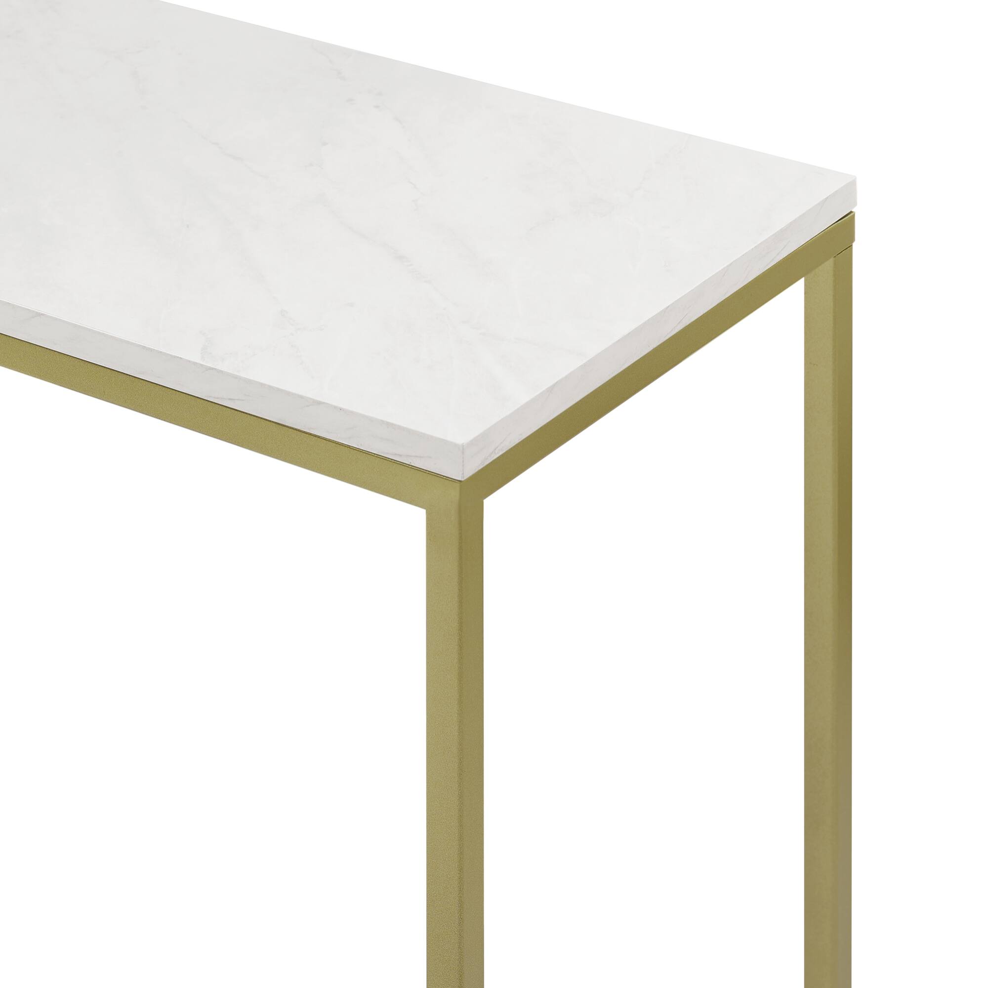 Walker Edison 42&#x22; Faux White Marble &#x26; Gold Open Box Entry Table