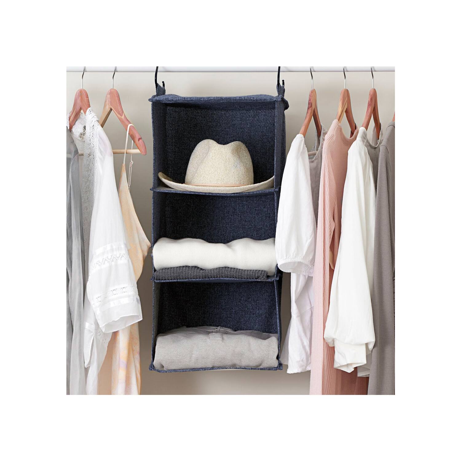 Household Essentials Denim 24" Cotton Blend 3 Shelf Closet Organizer
