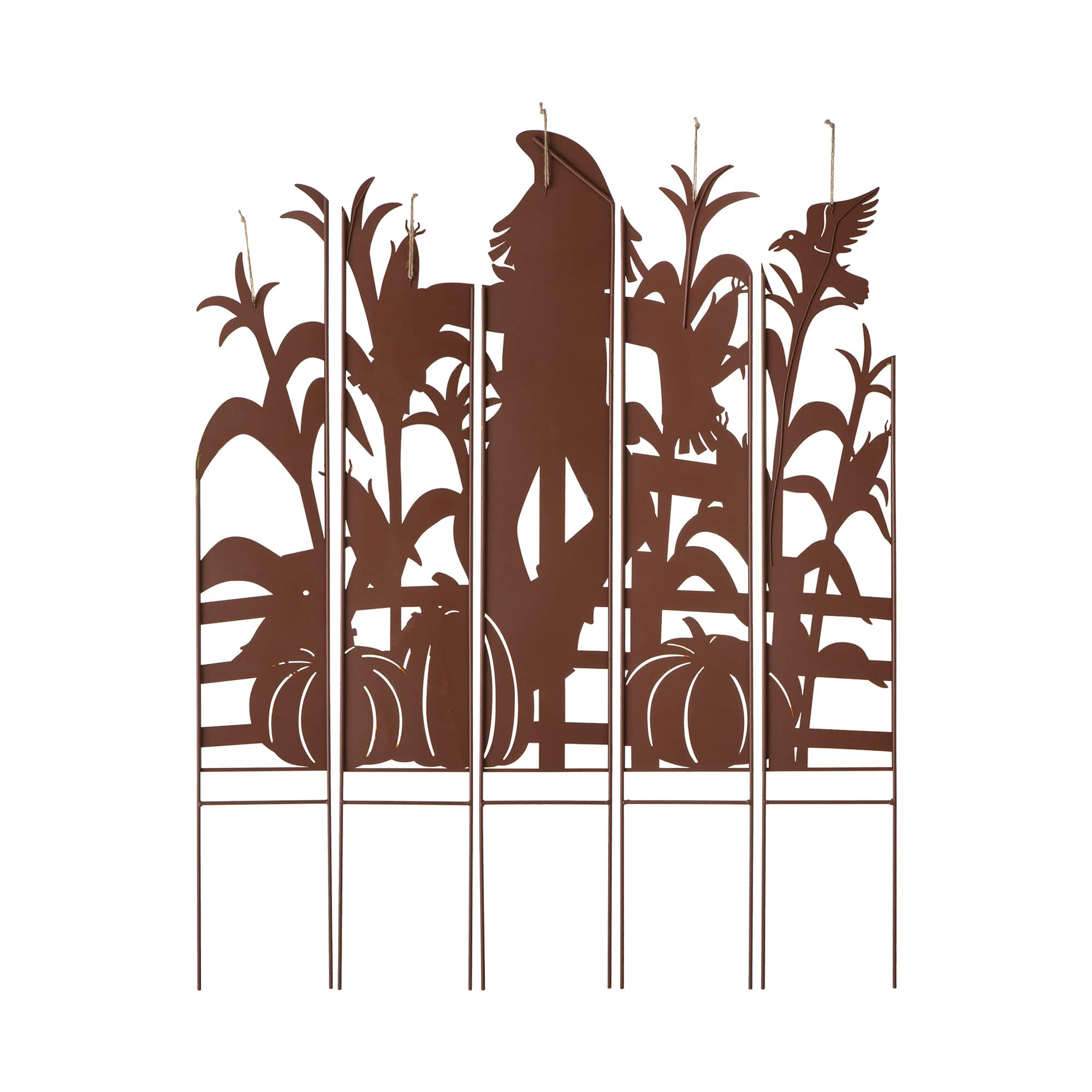 Glitzhome&#xAE; 41.5&#x22; Fall Scarecrow &#x26; Corn Combo Metal Yard Stake