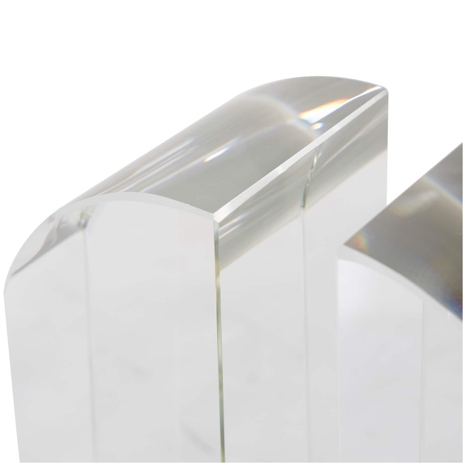 6" Clear Crystal Geometric Arched Bookends Set