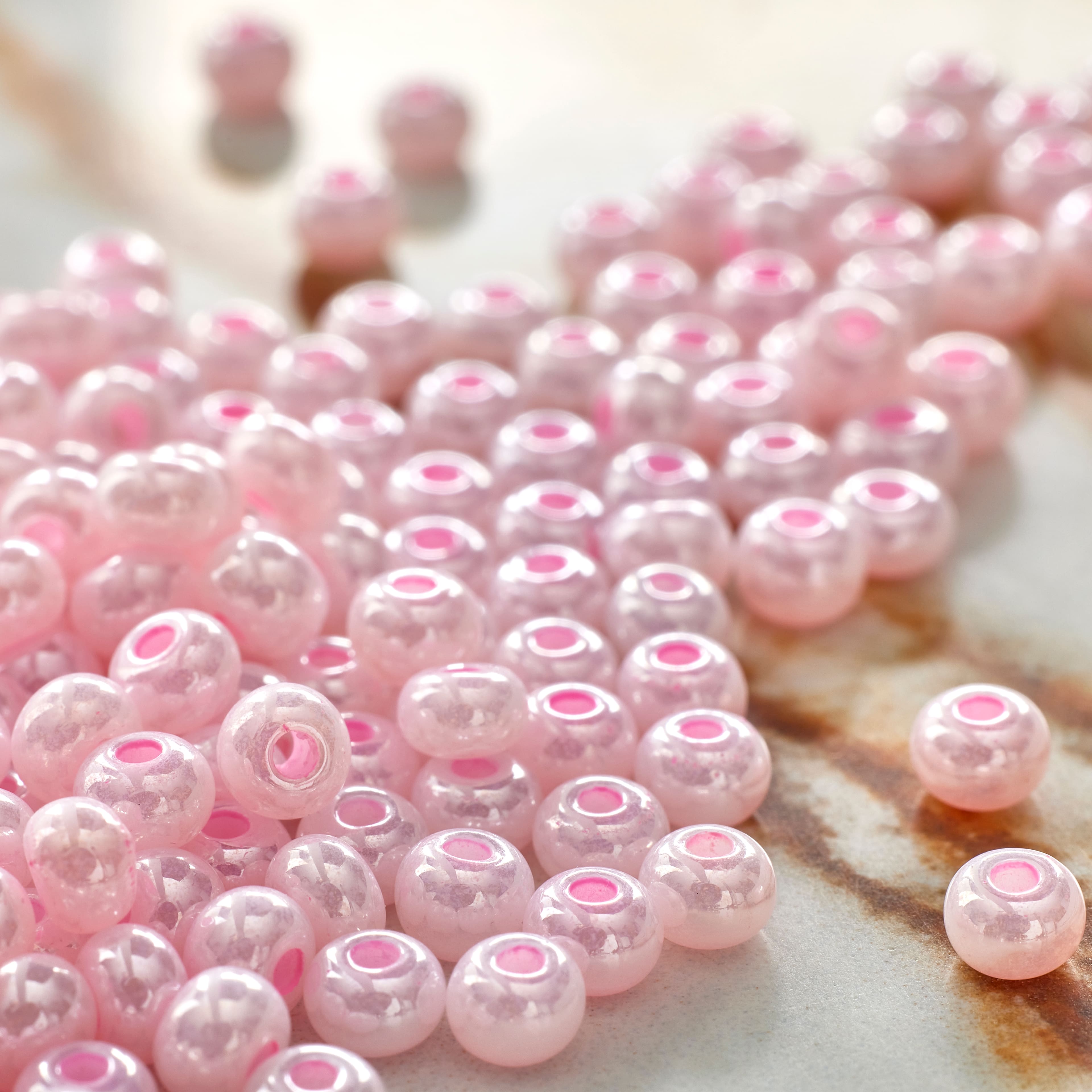 12 Pack: John Bead Pink Pearl Opaque Czech Glass Seed Beads, 6/0