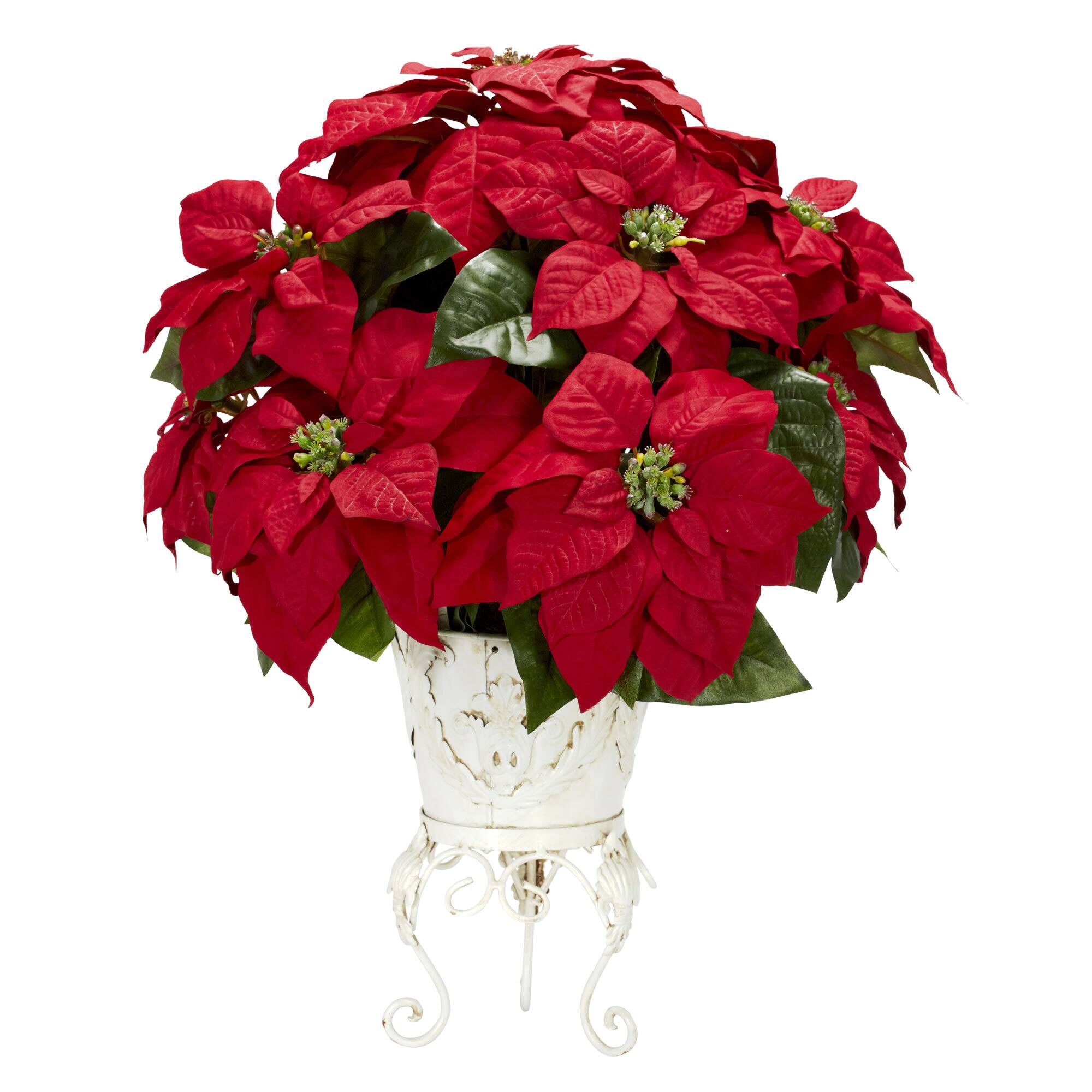 21" Potted Poinsettia with White Metal Planter Michaels