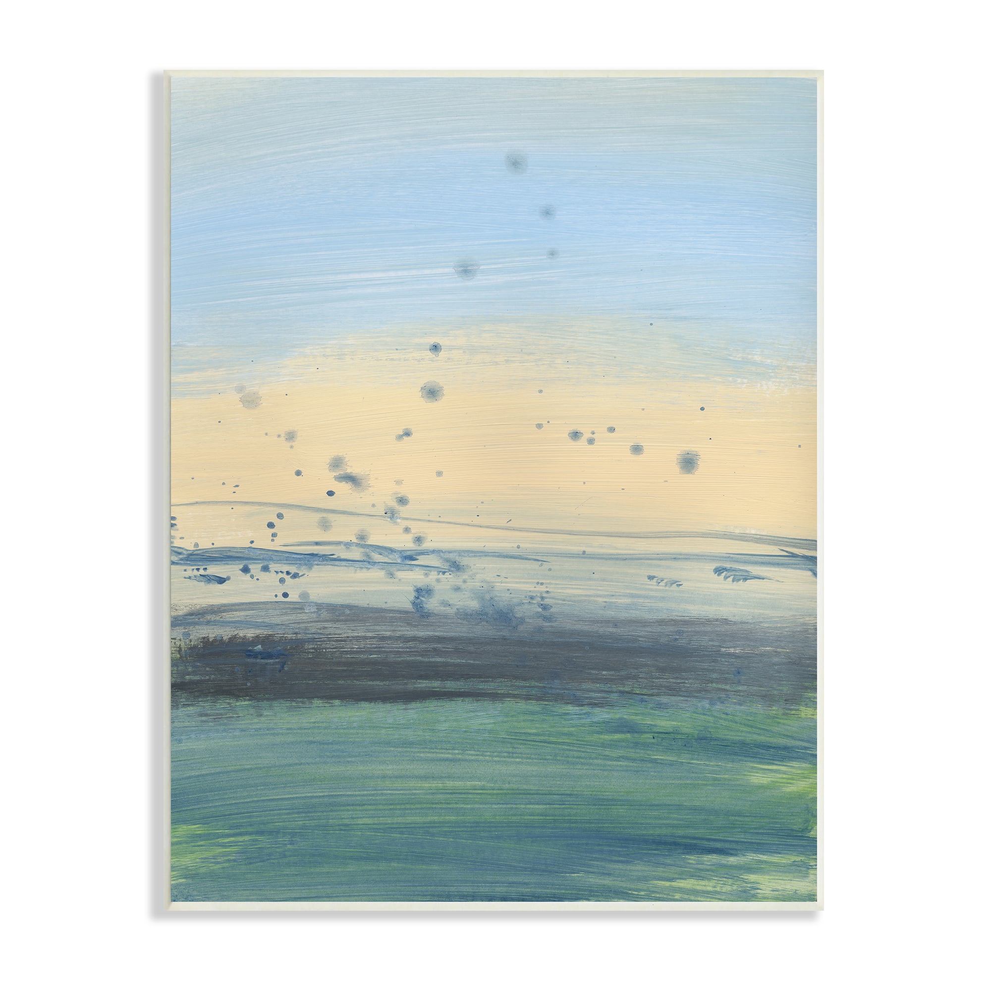 Stupell Industries Conceptual Yellow Ocean Sunset Blue Paint Splatter Wall Plaque