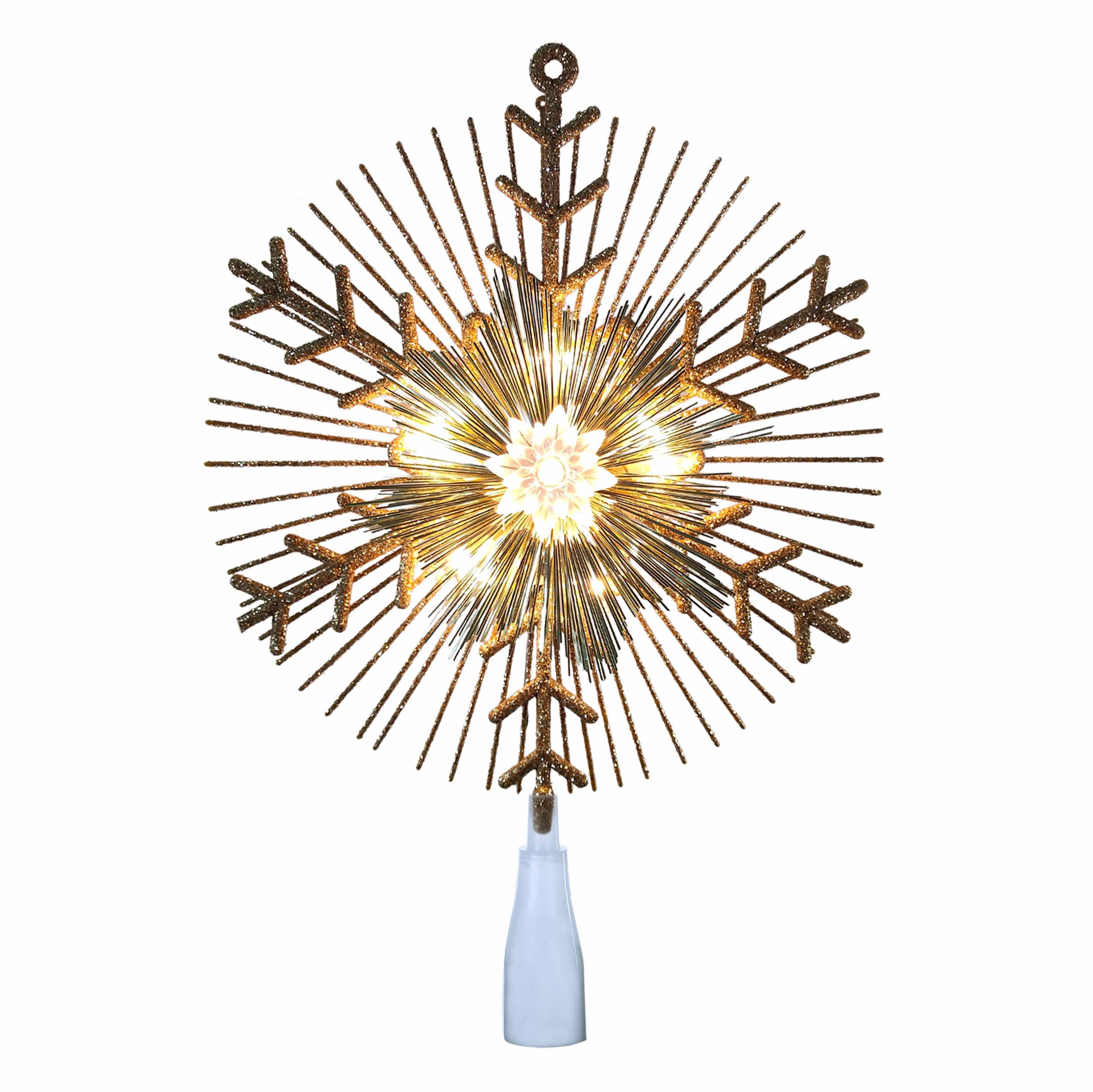 14.5" Gold Lighted Tinsel Starburst Tree Topper by Ashland®
