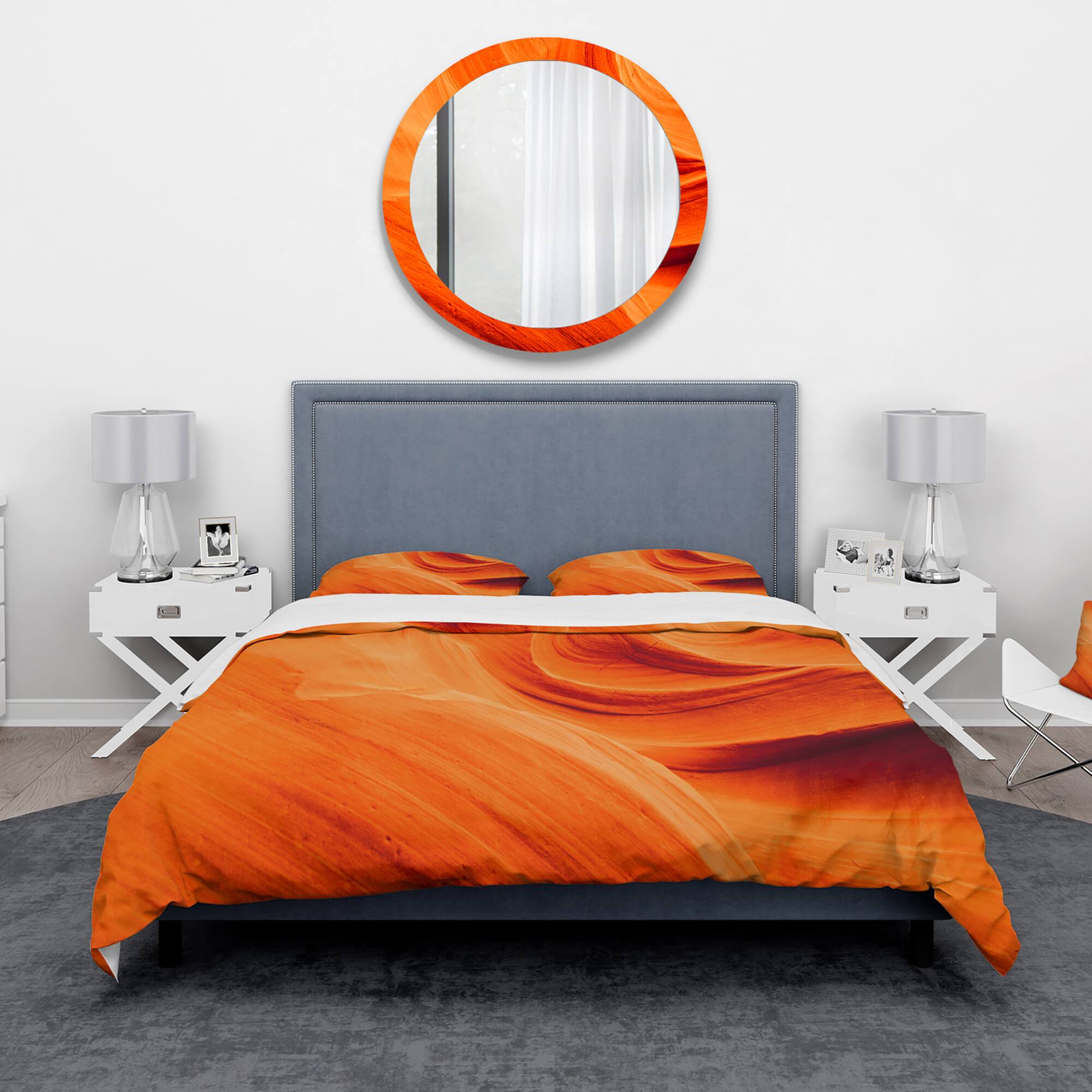 Designart &#x27;Orange Upper Antelope Canyon&#x27; Landscape Bedding Set - Duvet Cover &#x26; Shams