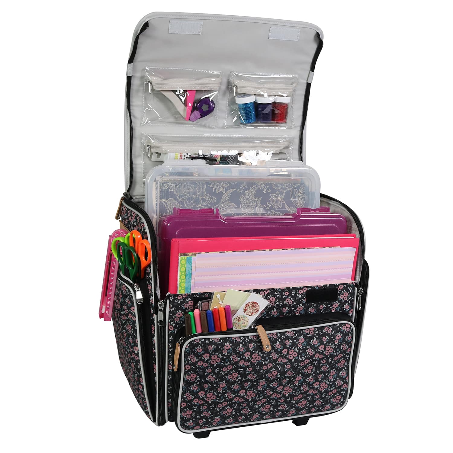 Everything Mary Floral Deluxe Collapsible Rolling Craft Bag Michaels