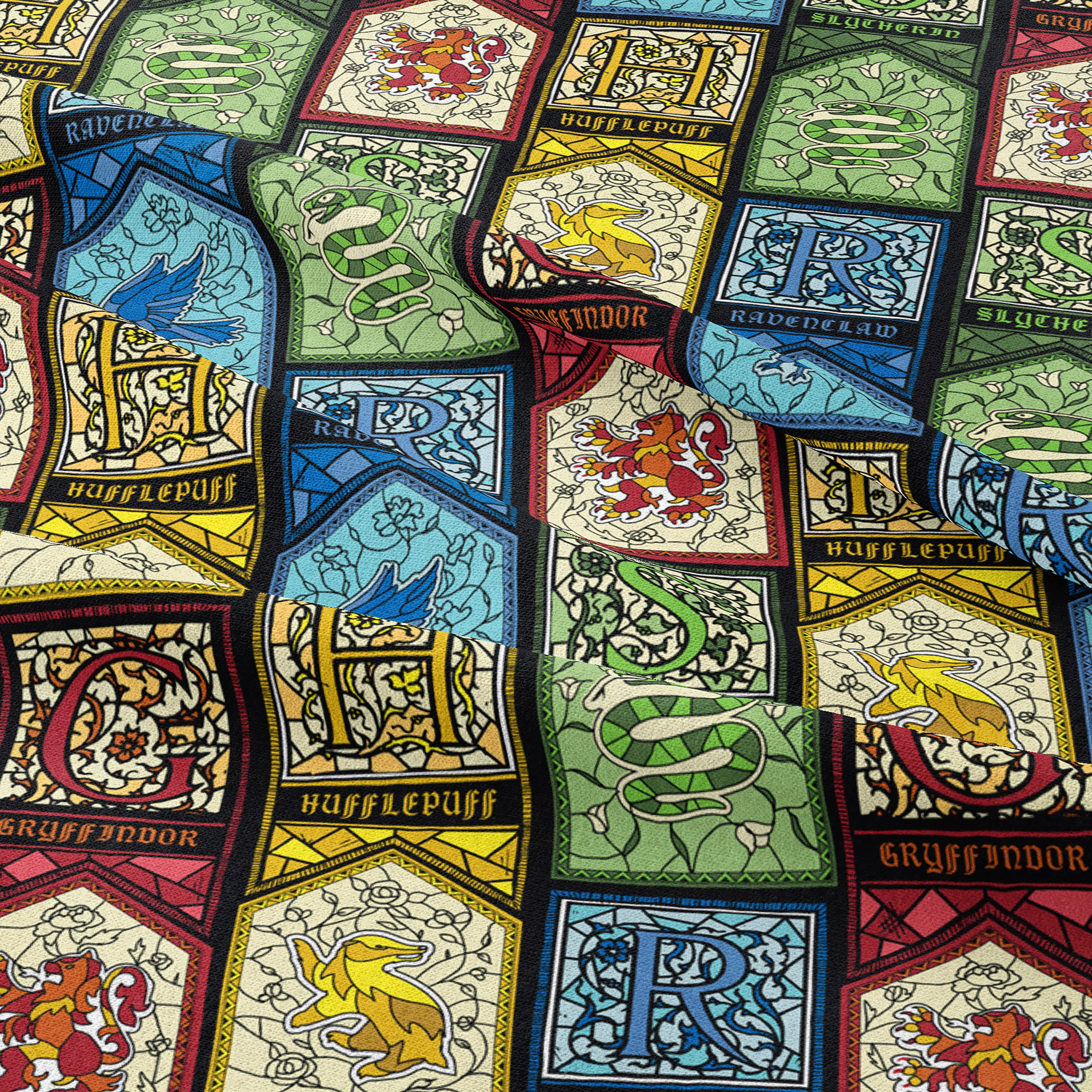 Harry Potter&#x2122; Stained Glass Houses Cotton Fabric