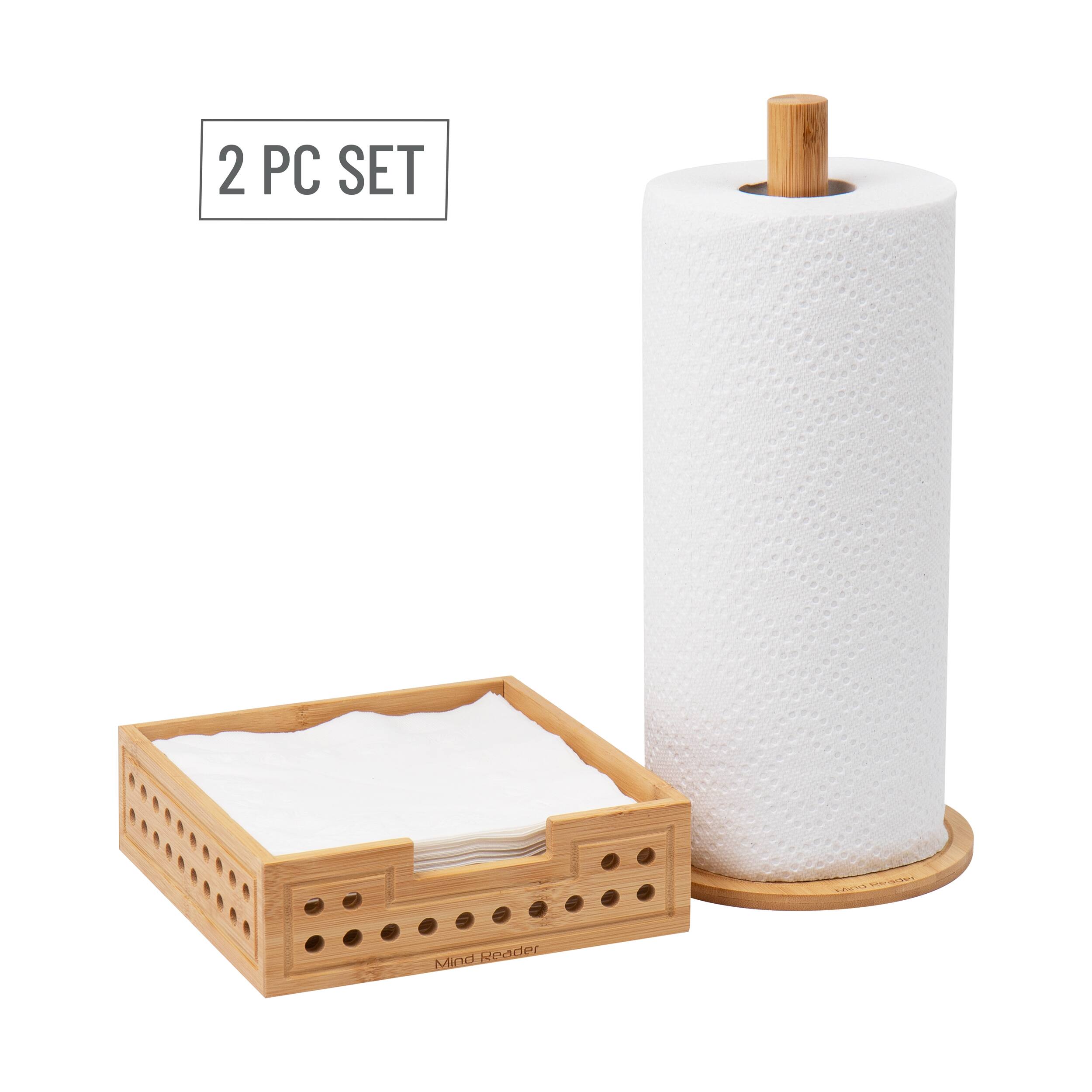 Mind Reader Lattice Bamboo Paper Towel &#x26; Napkin Holder Set