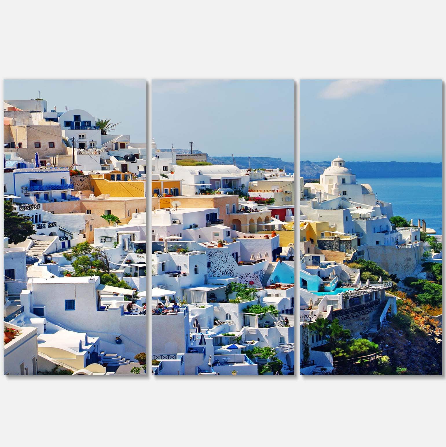 Designart - View of Fira Town Santorini - Abstract Wall Art Canvas