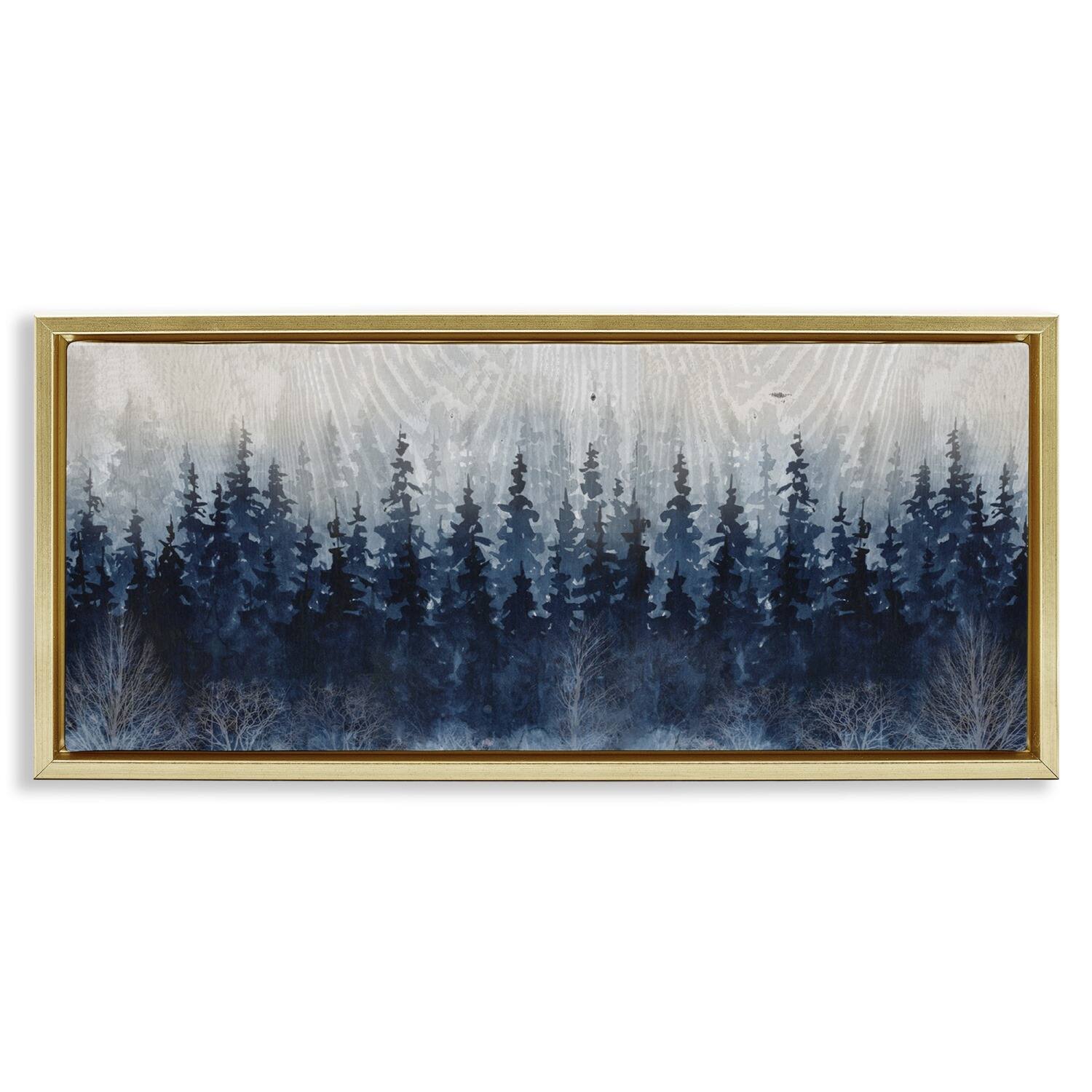Stupell Industries Rustic Blue Forest Tree Line Floater Framed Art