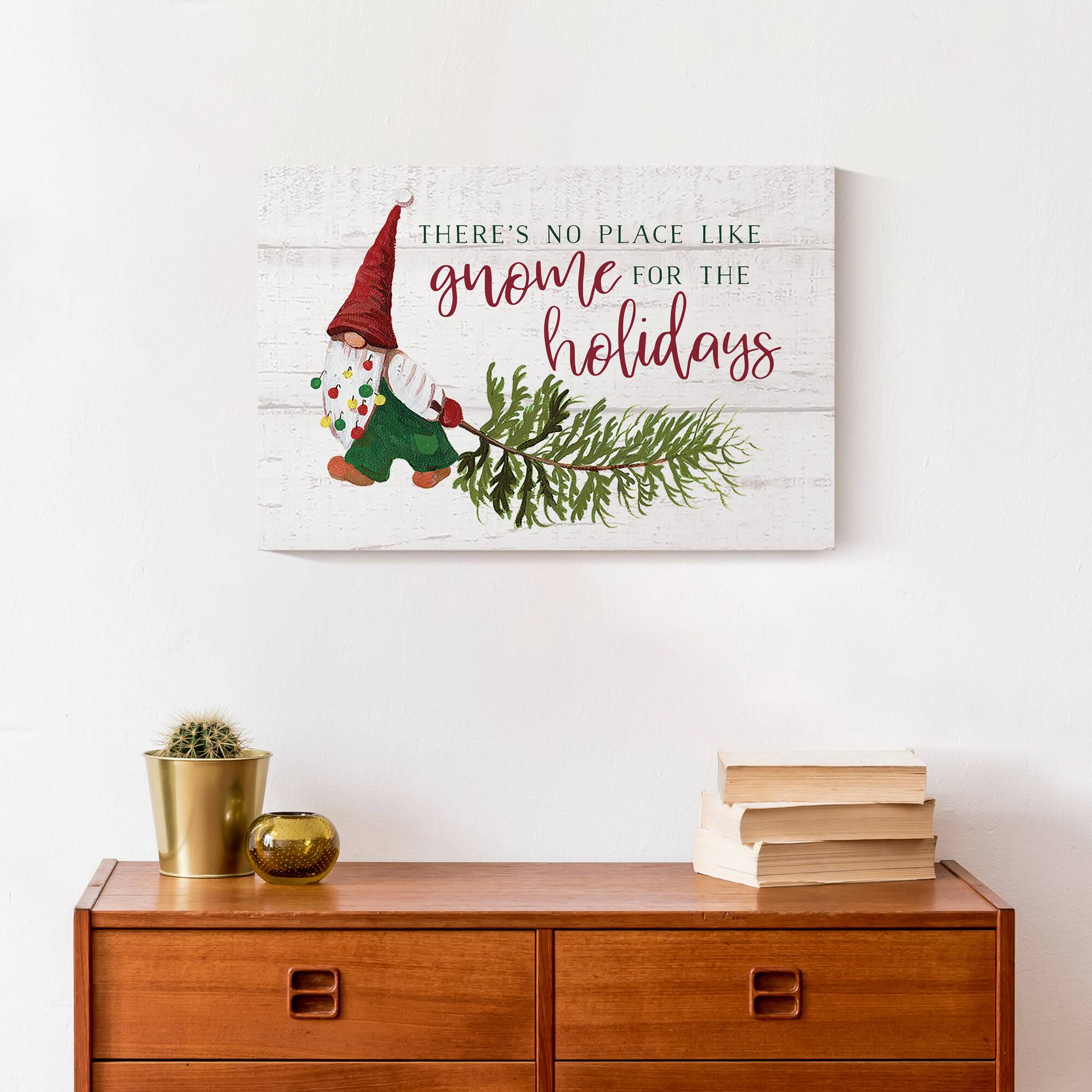 No Place Like Gnome for the Holidays Canvas Wall Art