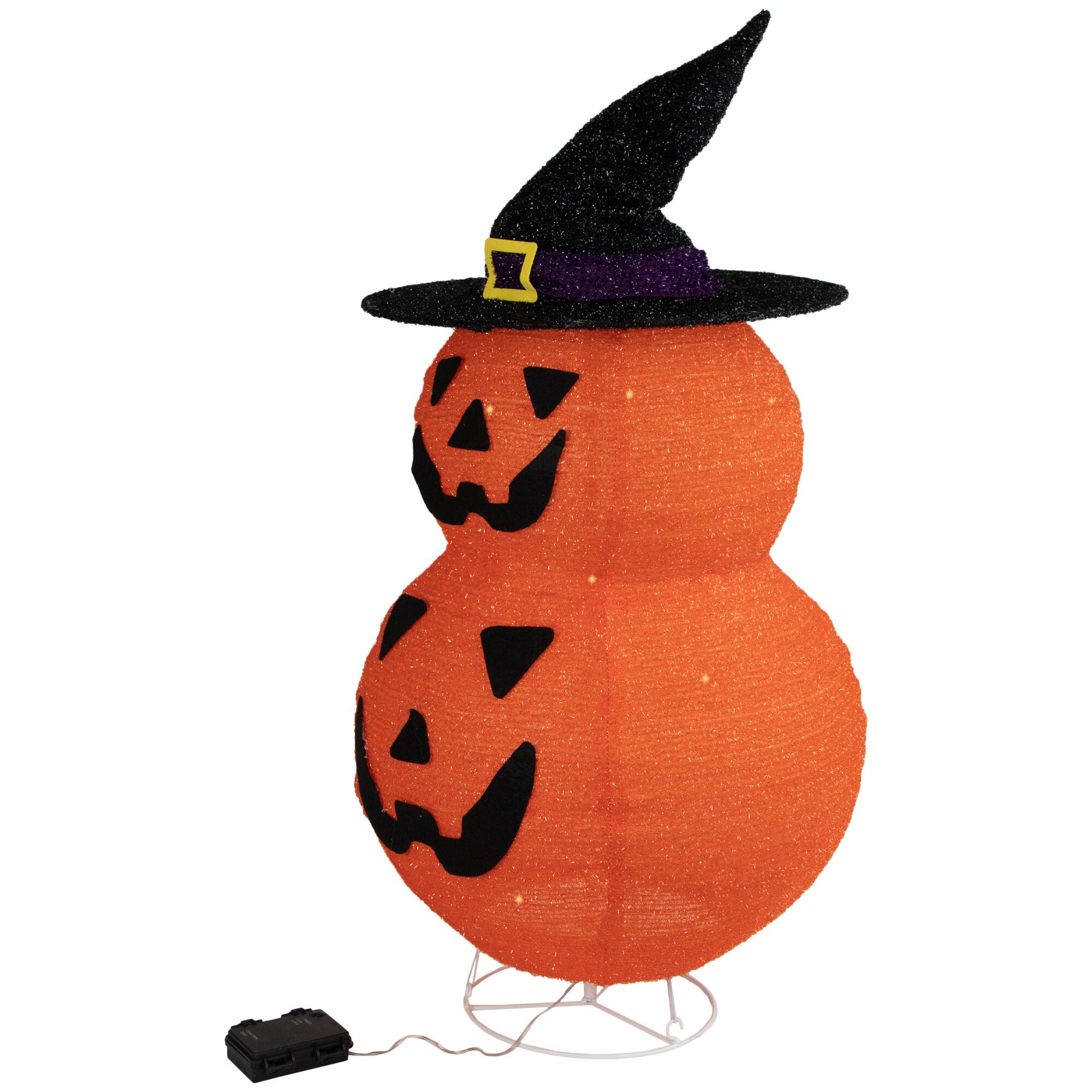 34&#x22; Jack-O&#x27;-Lanterns in Witch&#x27;s Hat Outdoor Halloween Decoration