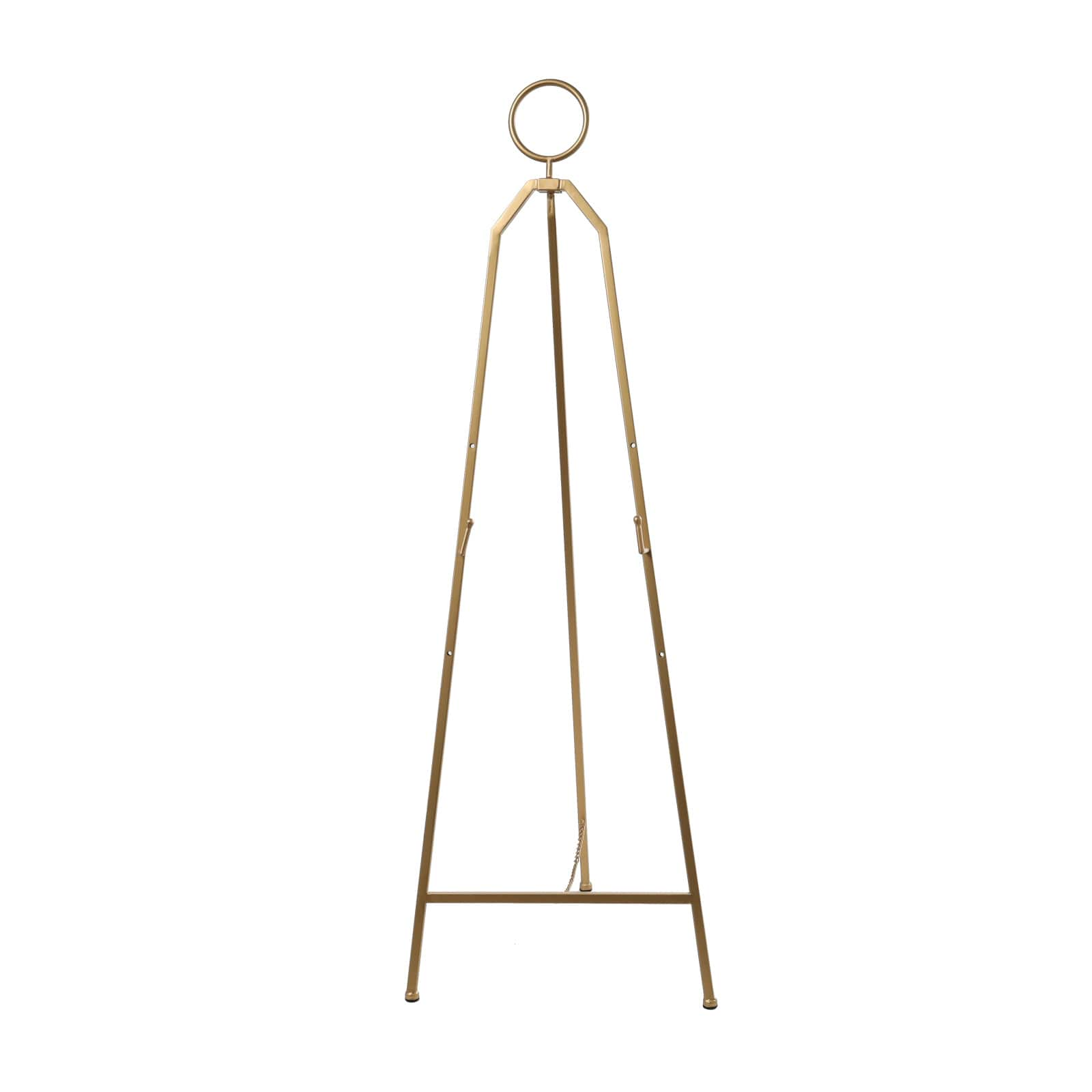 51.5&#x22; Gold Metal Adjustable Minimalistic Floor Easel with Circular Ring Top