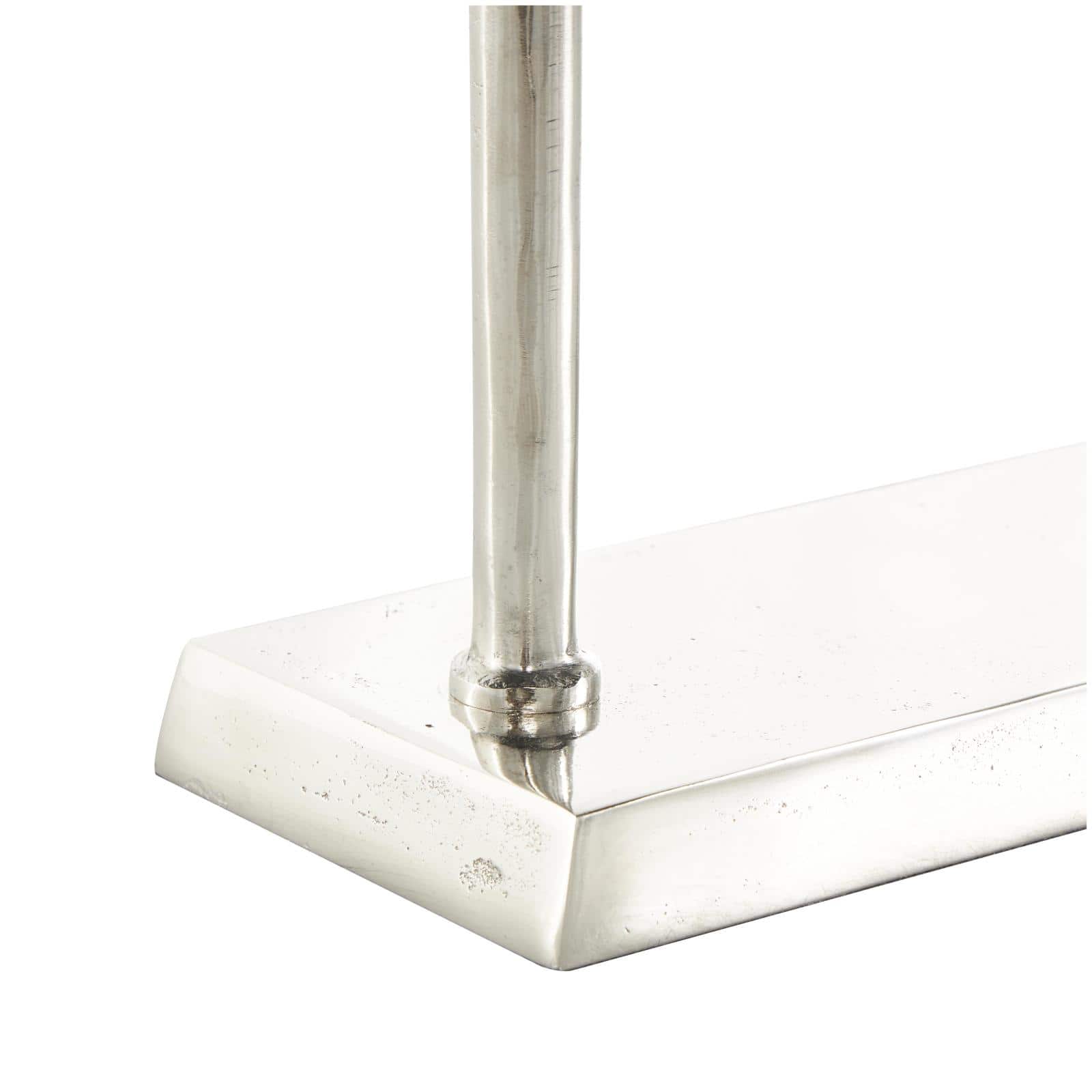 20" Black Textured Marble Disk Sculpture with Silver Metal Stand