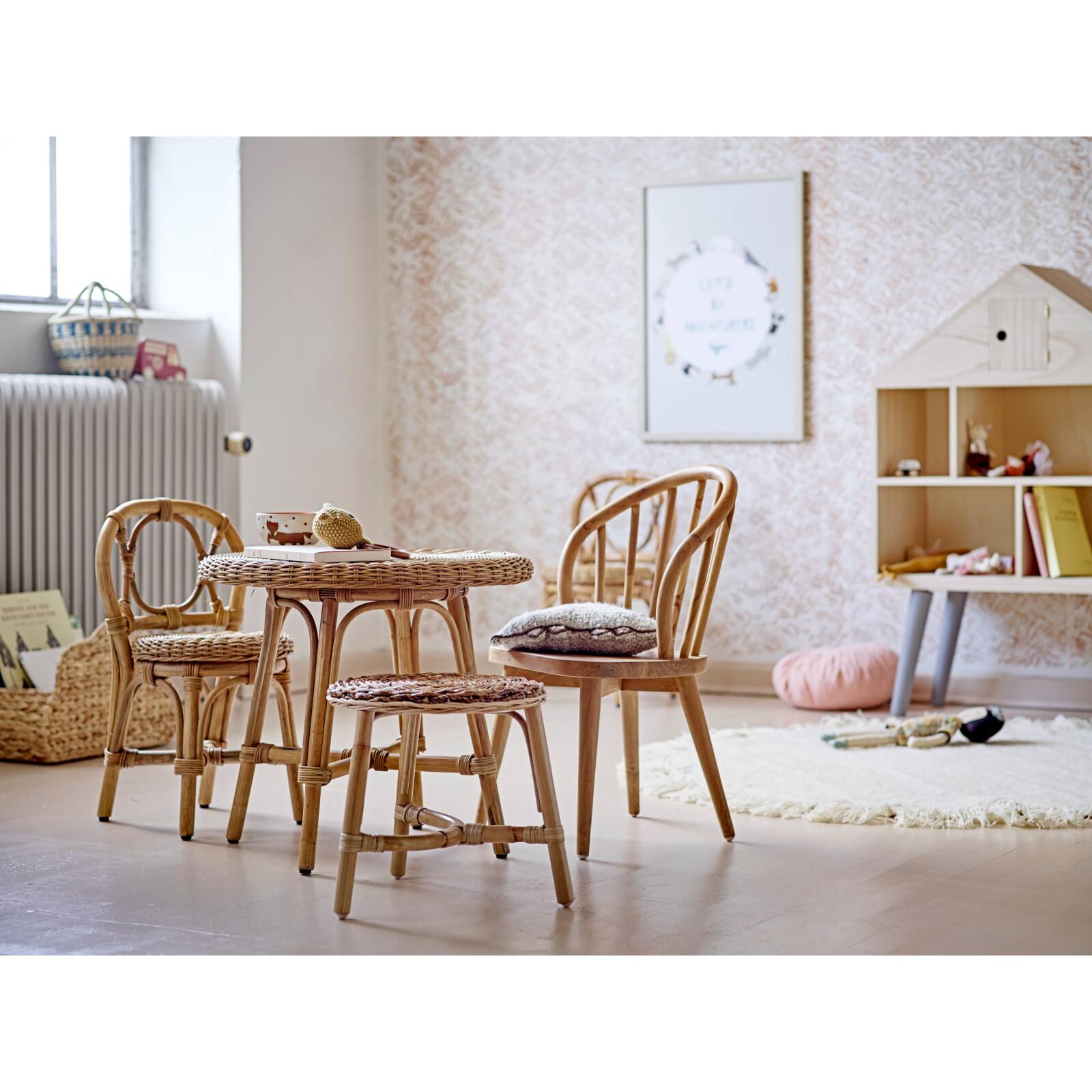 Hello Honey&#xAE; 12.5&#x22; Wood Stool with Rattan Legs