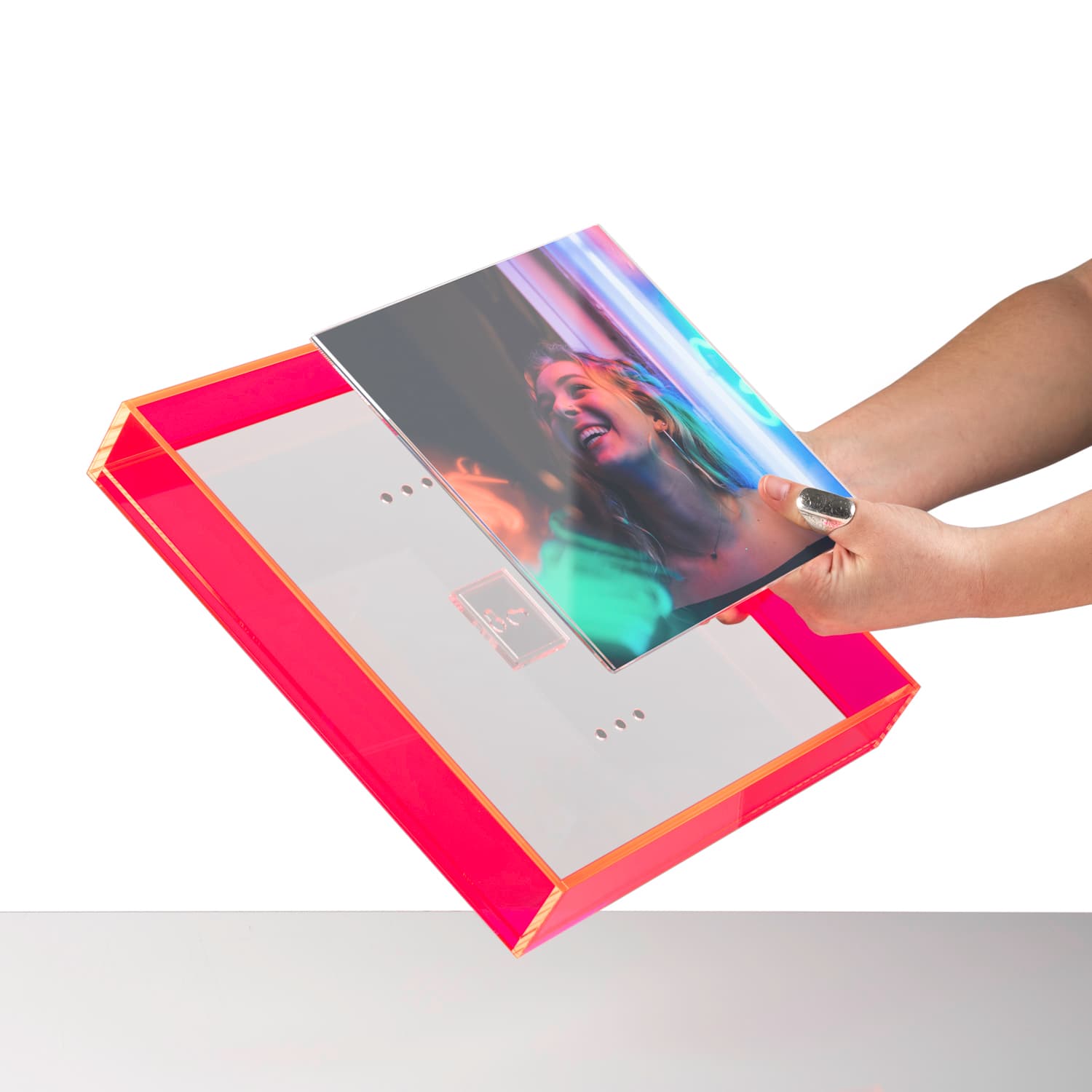 Wexel Art Neon Pink Float Frame with Magnetic Photo Holder