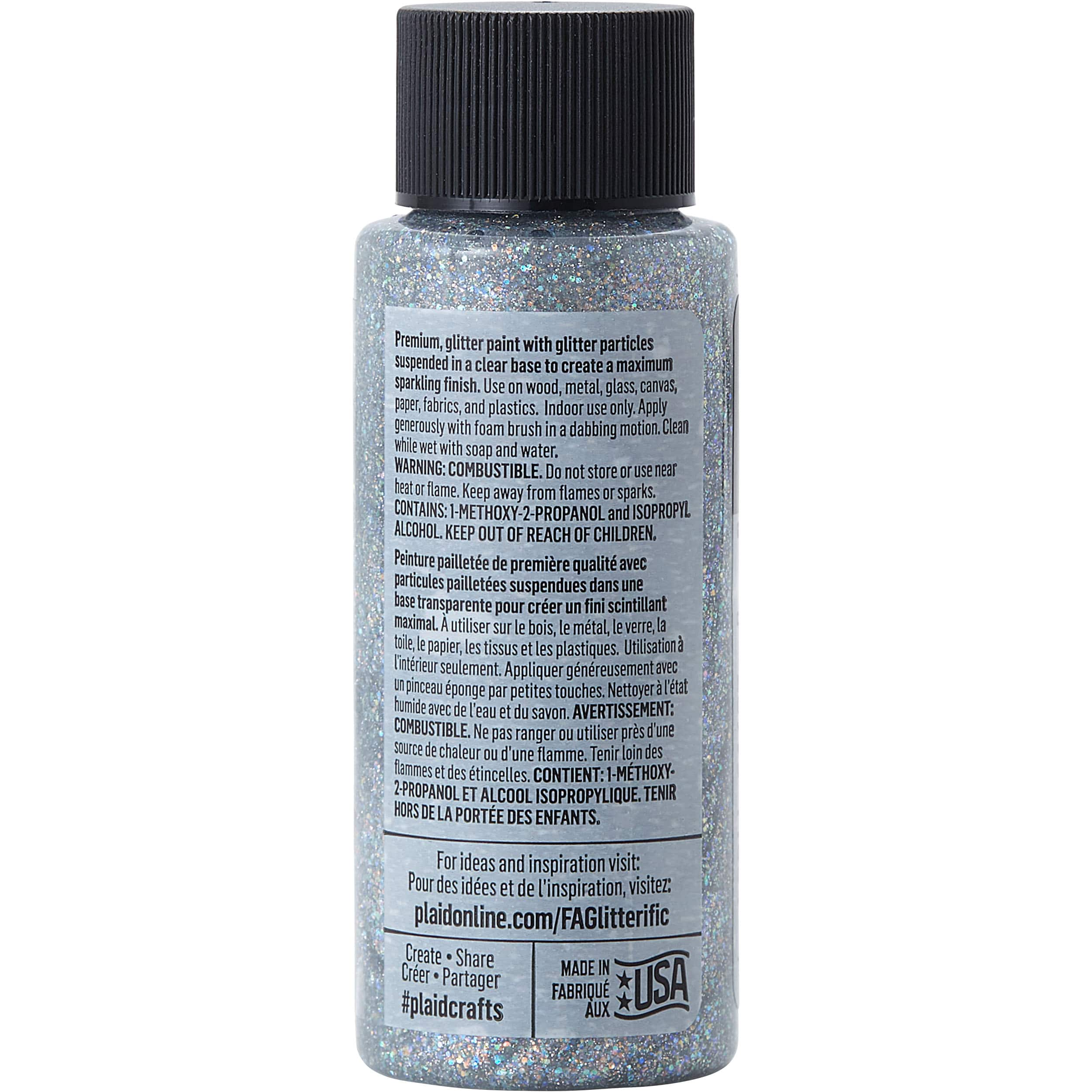 Shop Plaid FolkArt ® Glitterific Fine™ Acrylic Paint - Silver, 2 oz. -  11864 - 11864