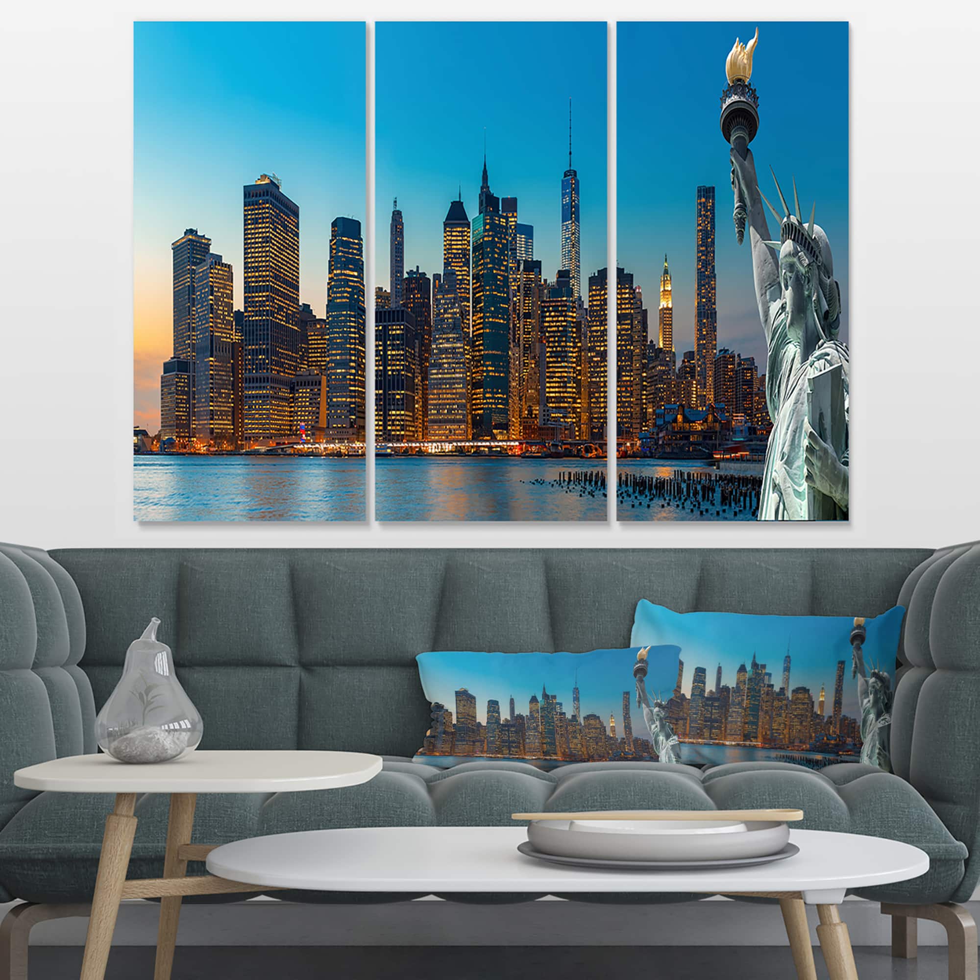 Designart - Evening New York City Skyline Panorama - Extra Large Canvas Art Print