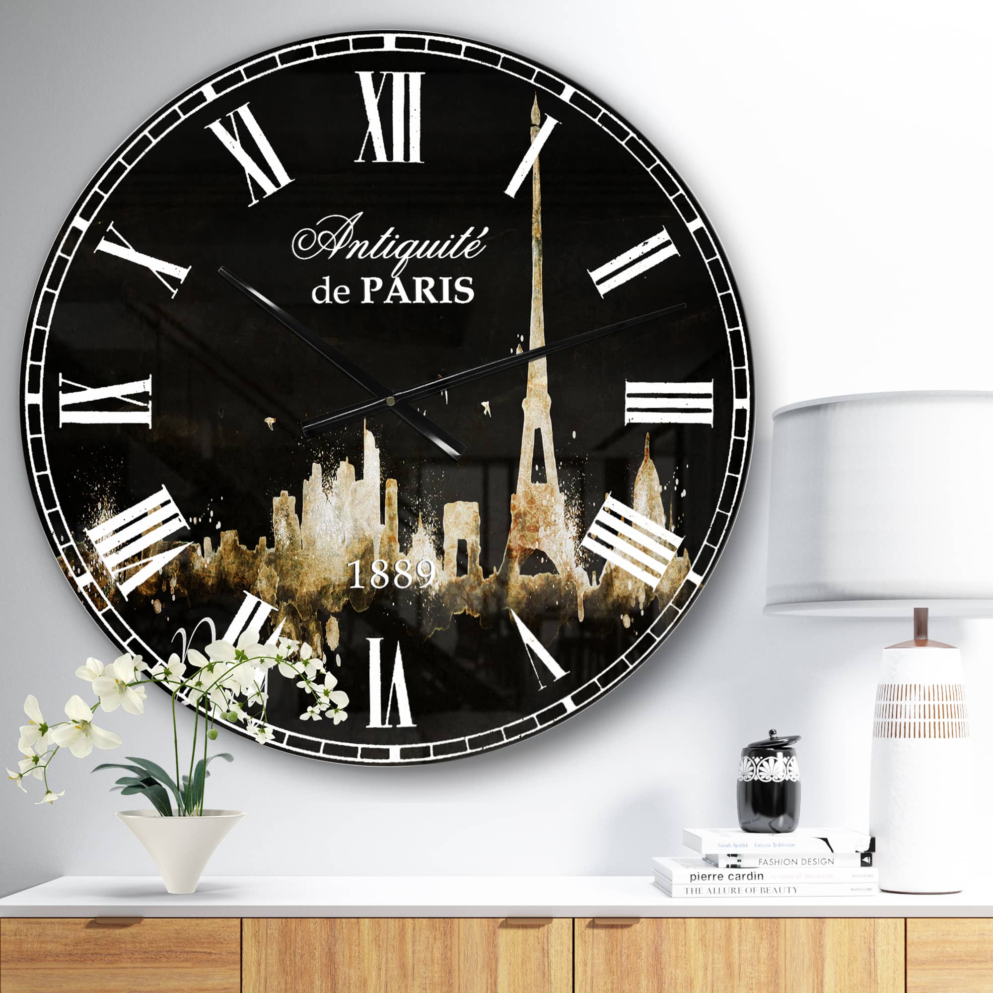 Designart &#x27;Paris Dark Silhouette French Country Wall Clock