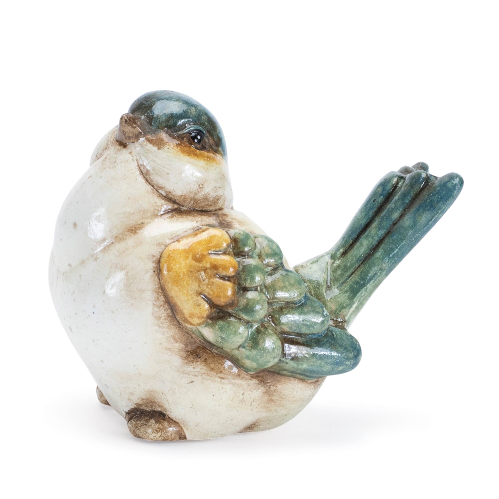 3&#x22; Terra Cotta Bird Figurines Set