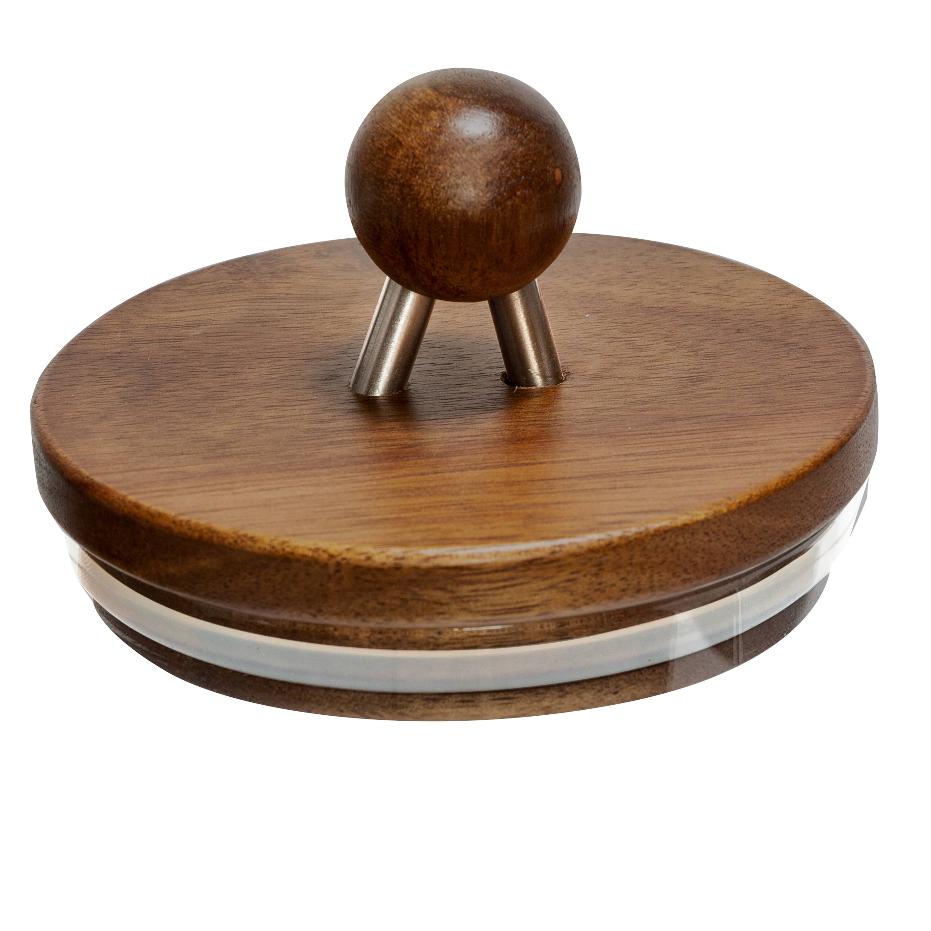 Honey Can Do Acacia Top Glass Kitchen Canister Set, 3ct.