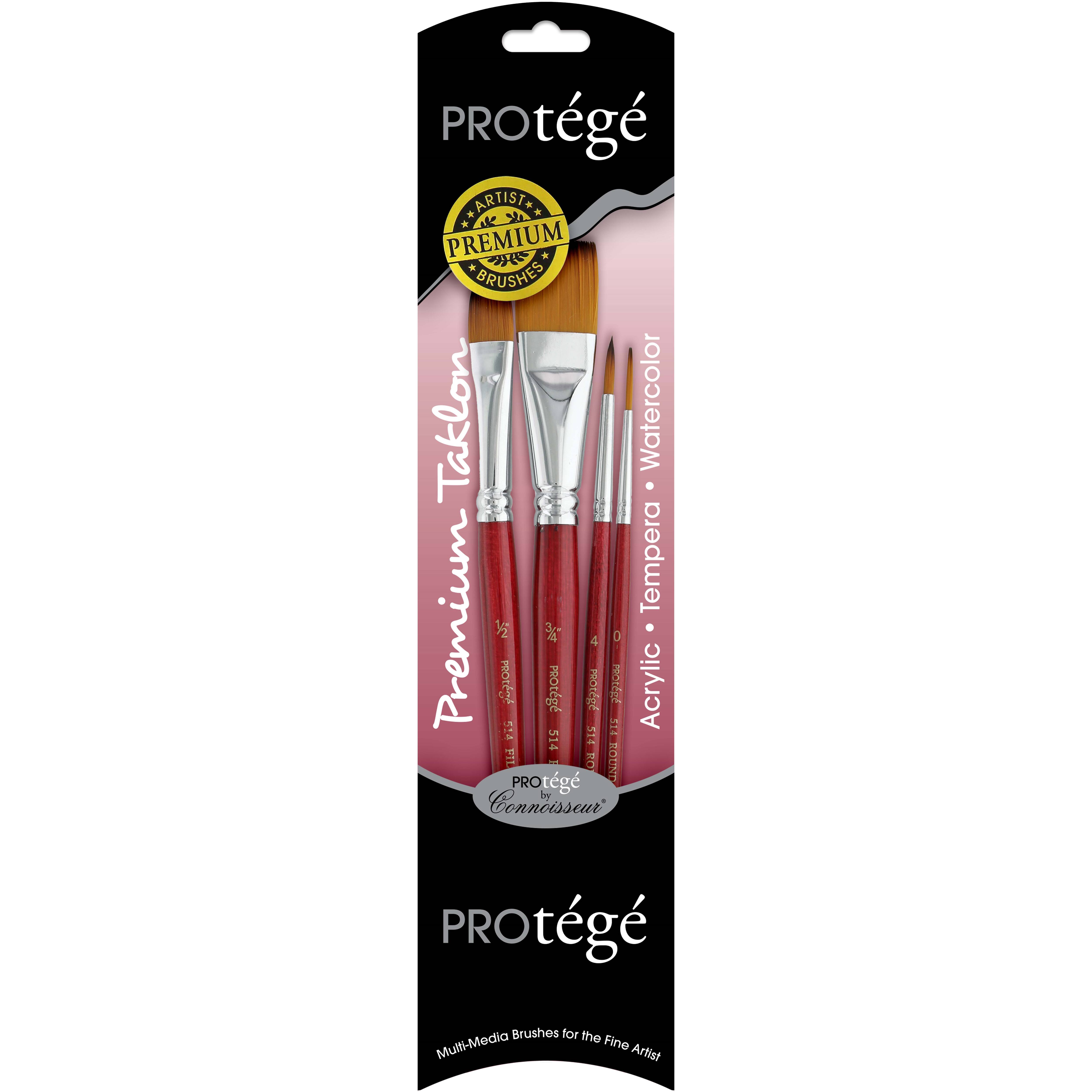 Protégé Premium Taklon Short Handle Round 4 Piece Brush Set