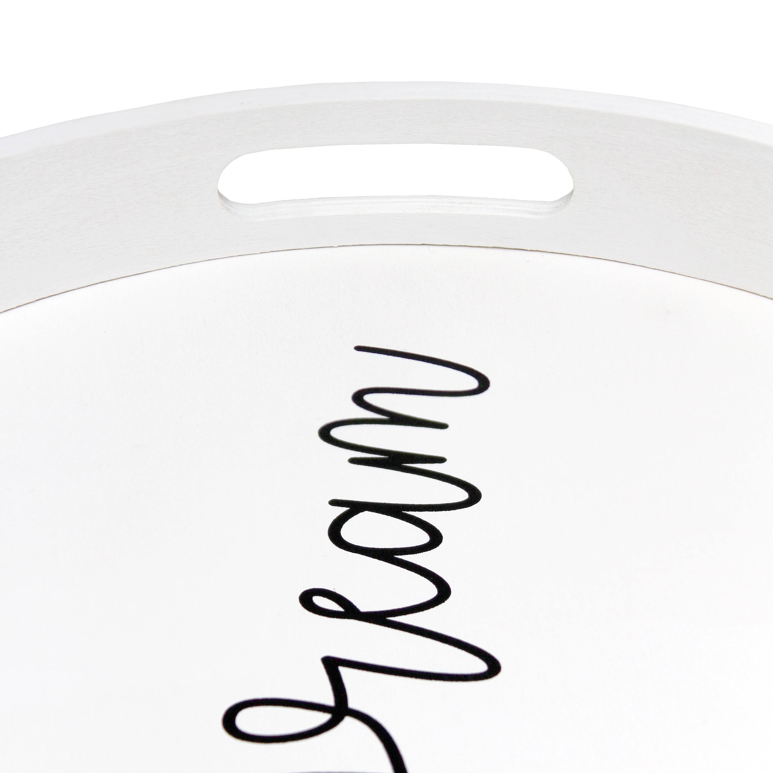 Elegant Designs™ 13.8" Round White Wash Dream Serving Tray with Handles